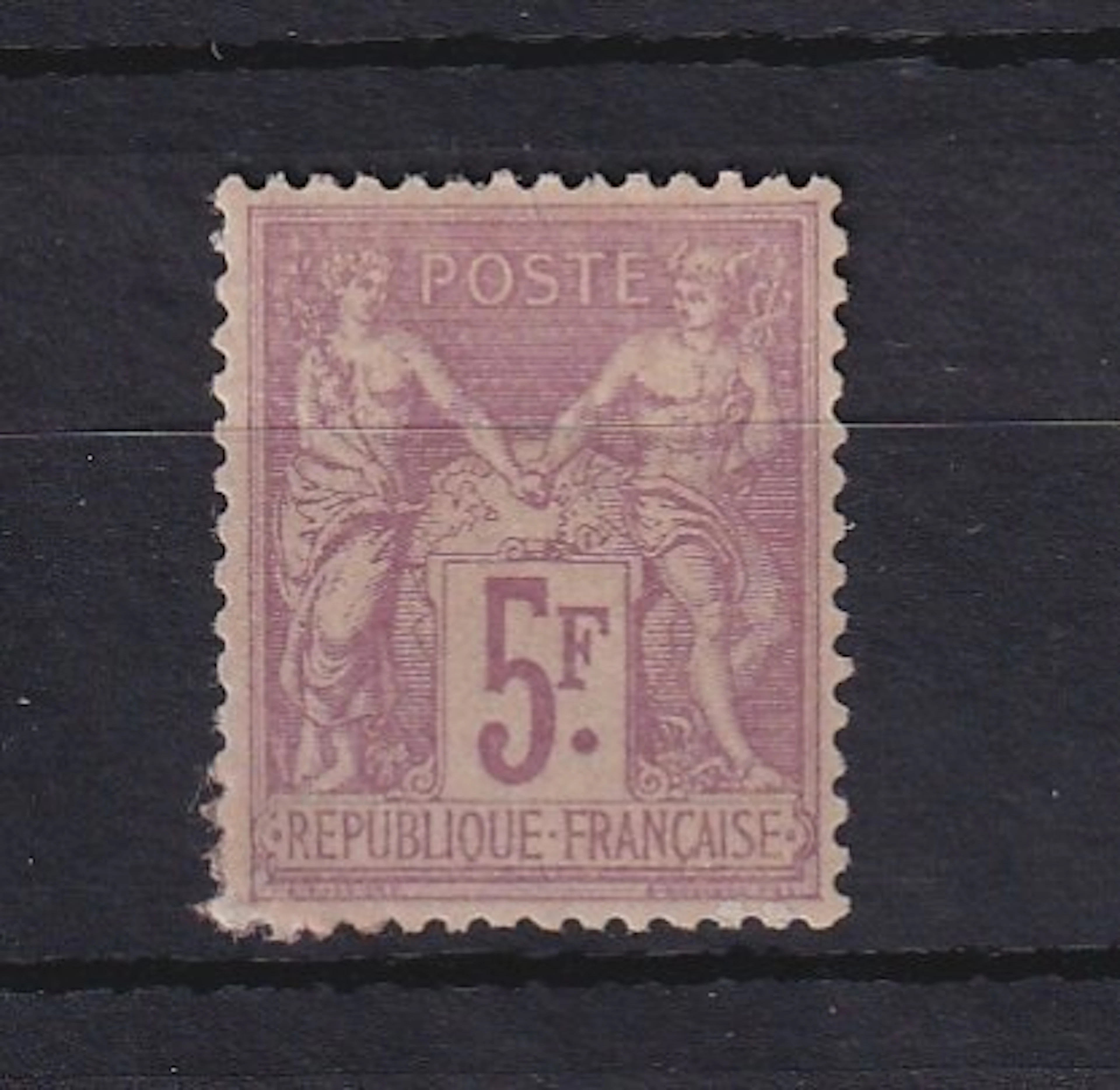 France 1877 - très bon centrage sur sage 5f violet sur lilas - Yvert n°95