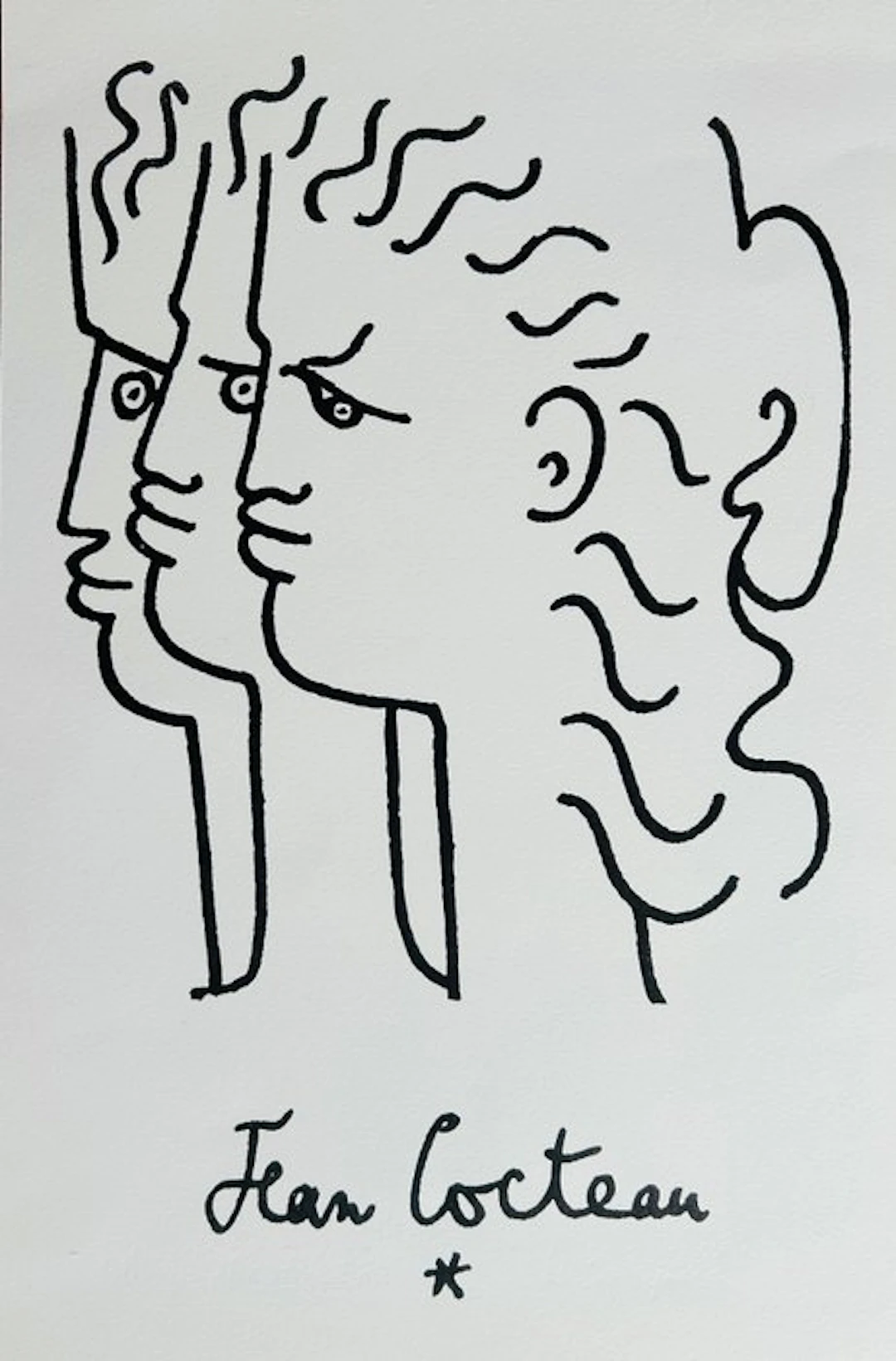 Jean Cocteau (1889-1963) - Triple profil - Lithographie signée