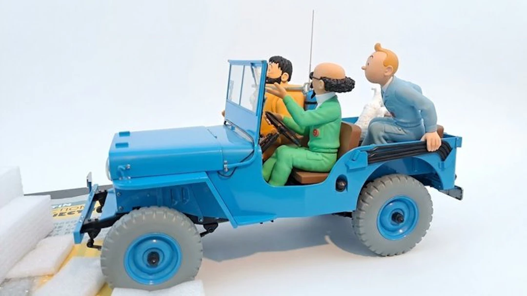 1:8 - Model car - Jeep Willys con personajes de Tintín - Objective: The Moon