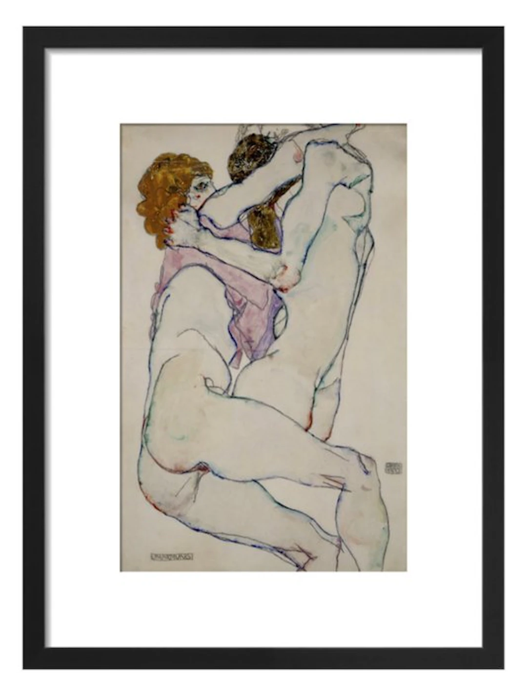 Egon Schiele - “Umarung (Embrace), 1913”. Gesigneerd en gedateerd in de plaat.