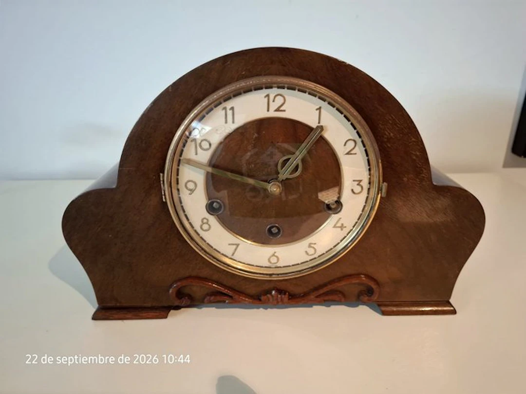 Musical Mantel Clock - HAC Hamburg American Company - Art Deco Wood