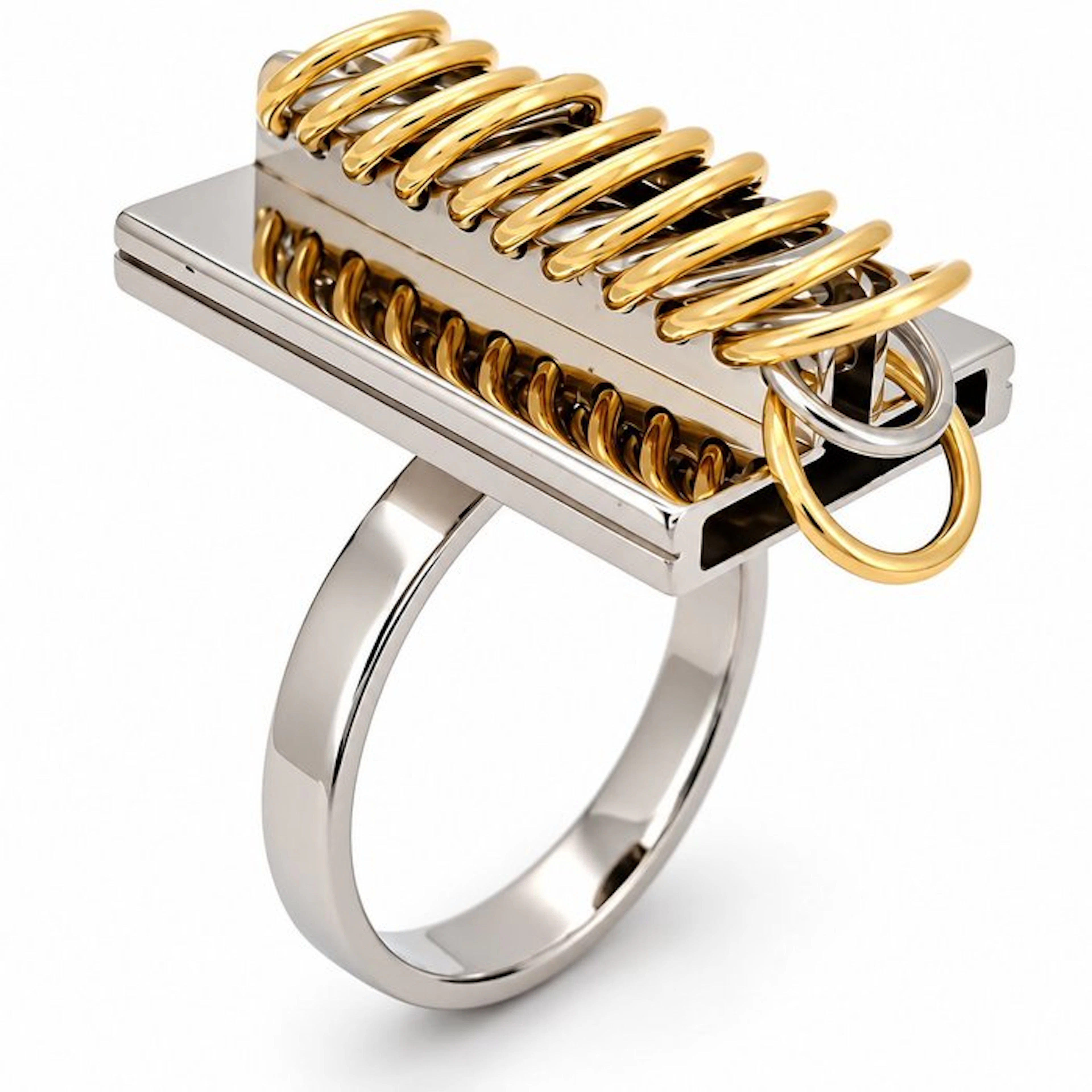 Ring - 18 kt. White gold, Yellow gold - Made in Italy - Handmade