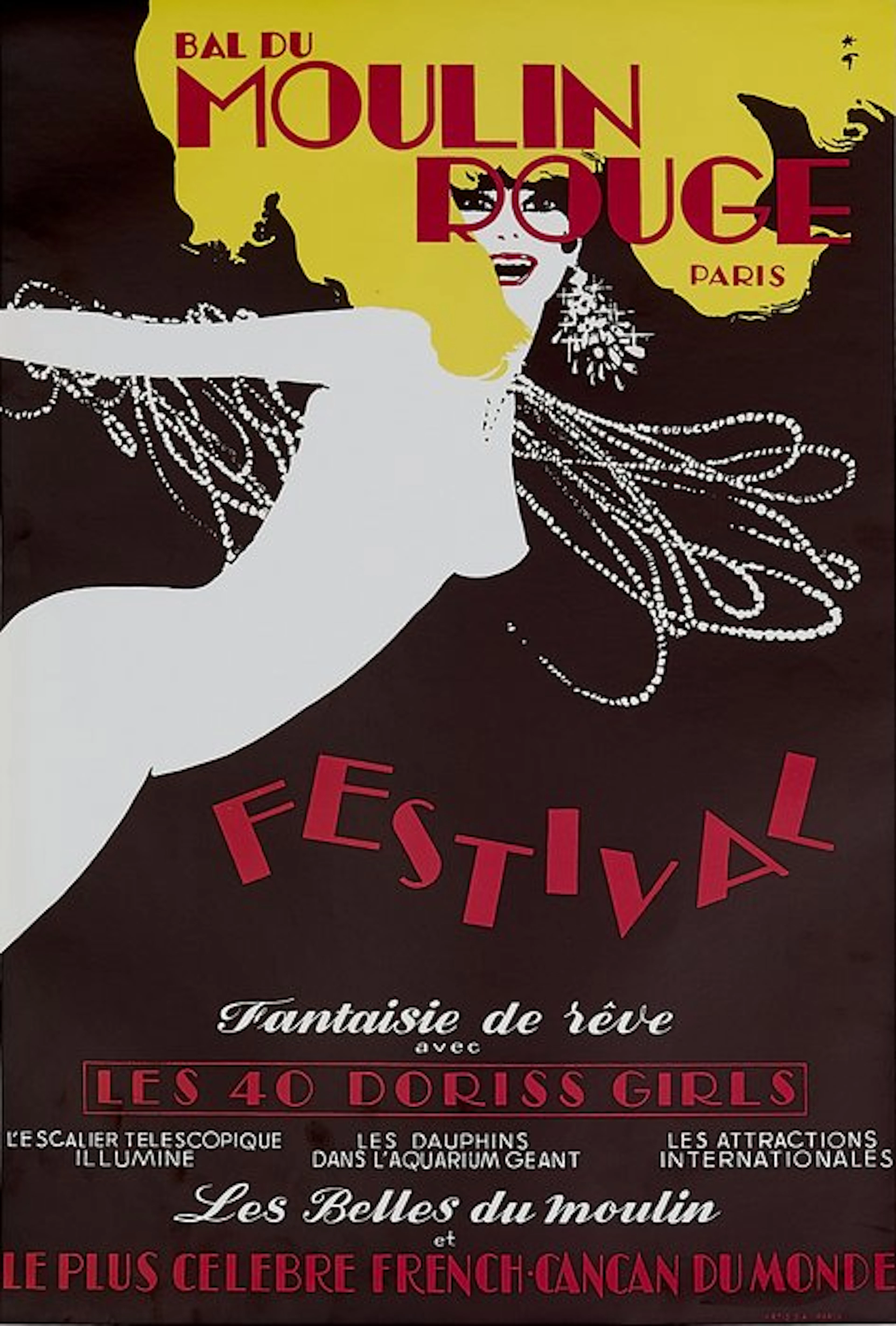 René Gruau - BAL DU MOULIN ROUGE PARIS - FESTIVAL - 1980s