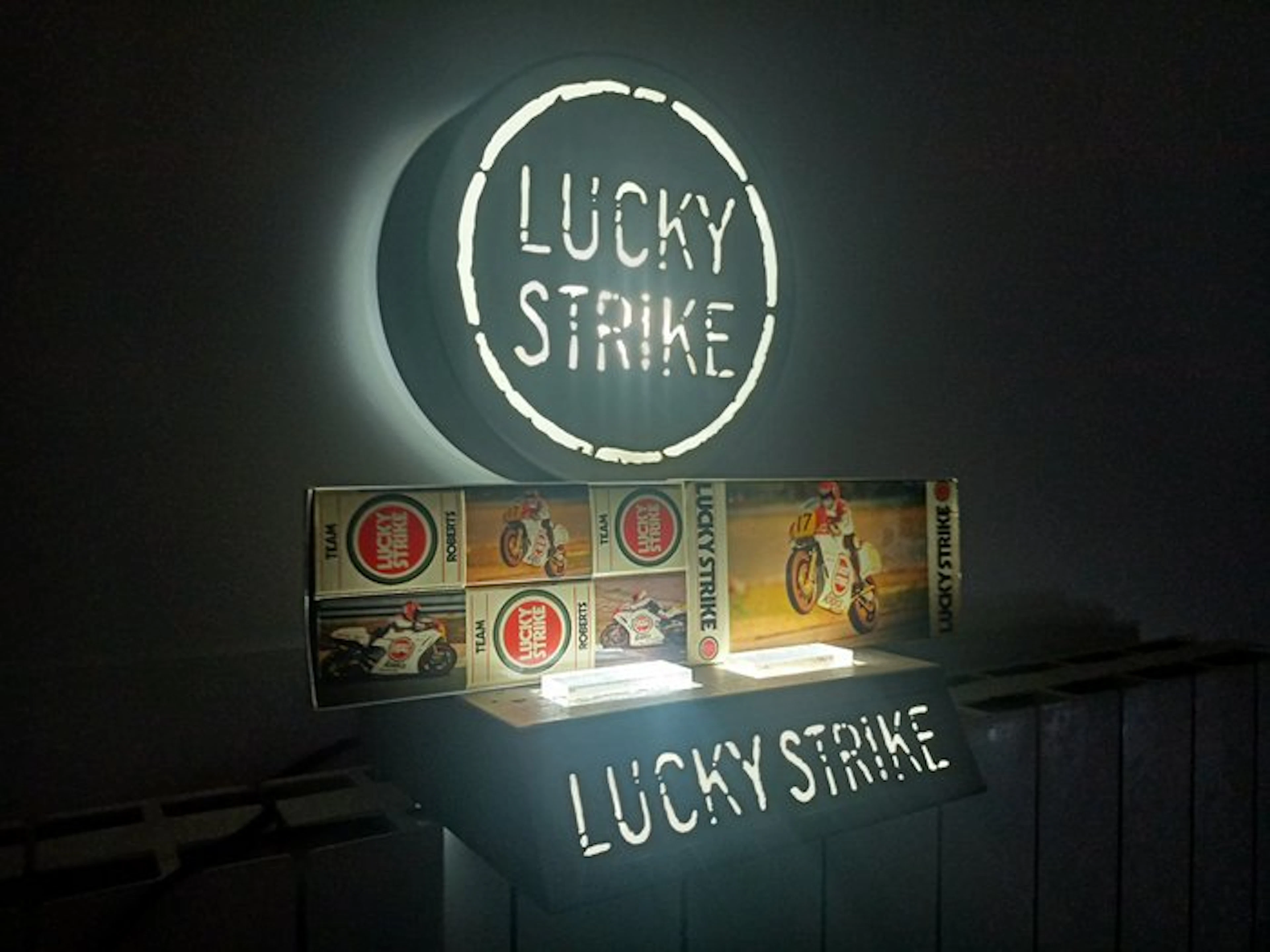 Lucky Strike display from the 1980s + Kenny Roberts...