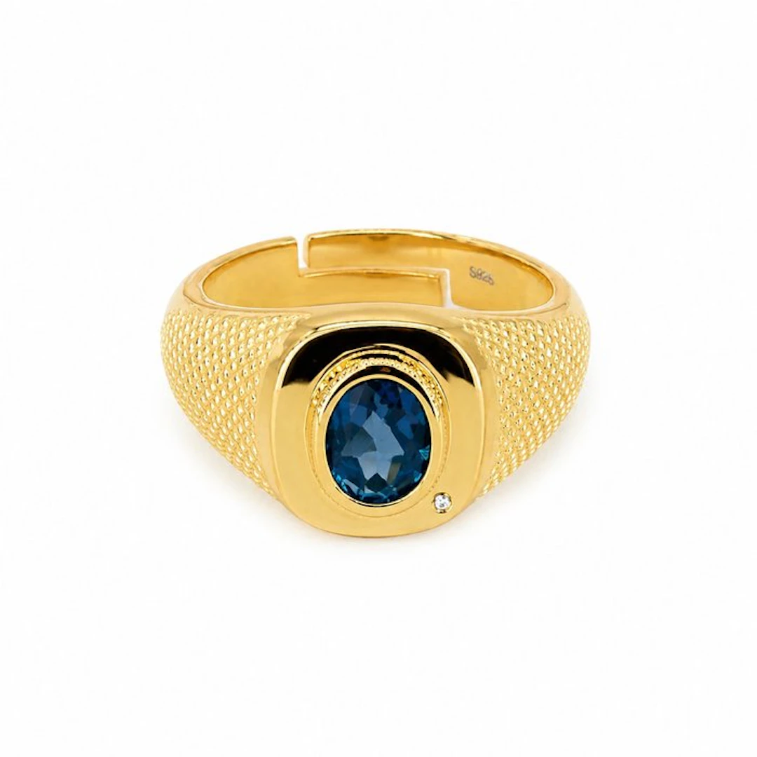 No reserve price - Ring Gold-plated Topaz - Diamond - 18K Gold Plated