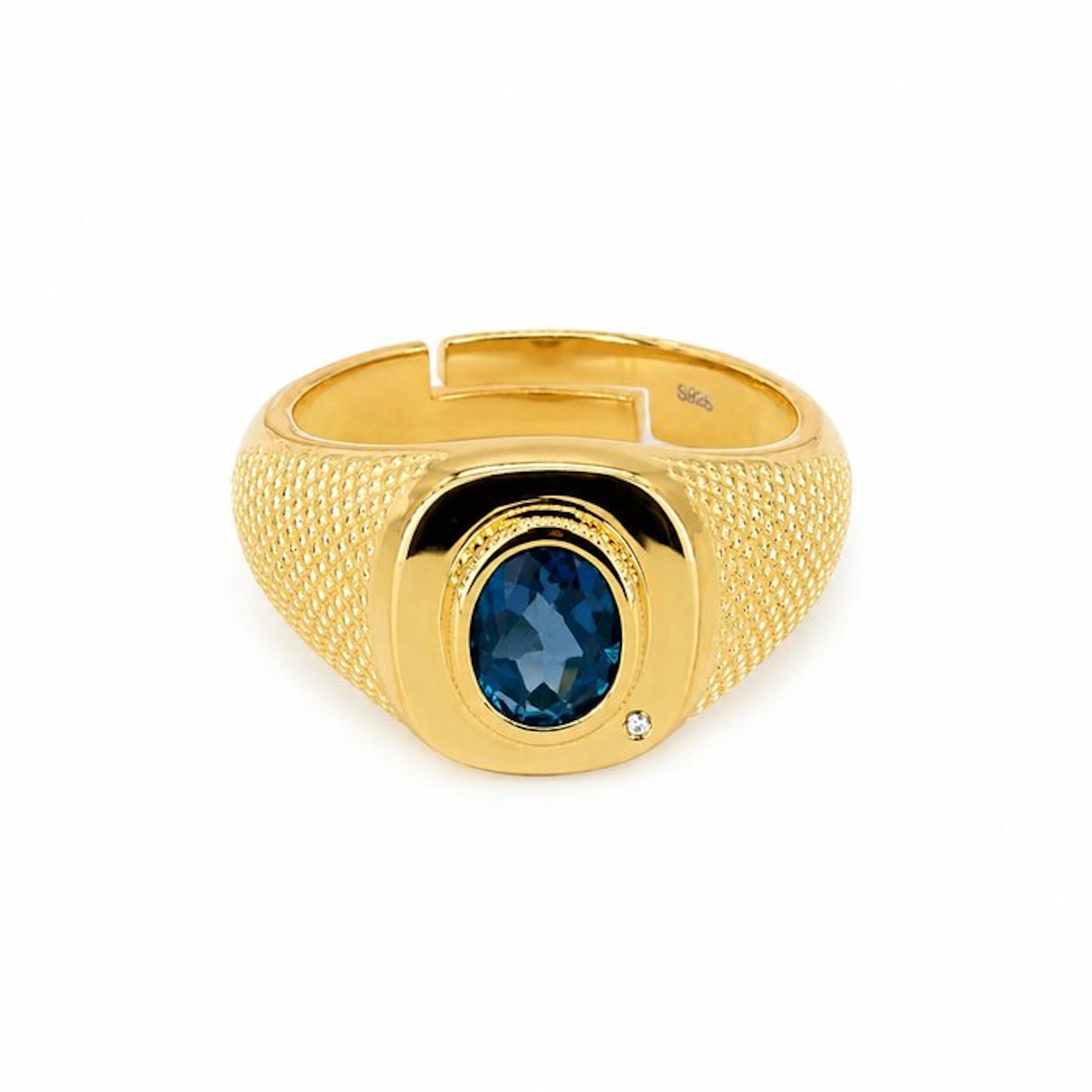 No reserve price - Ring Gold-plated Topaz - Diamond - 18K Gold Plated