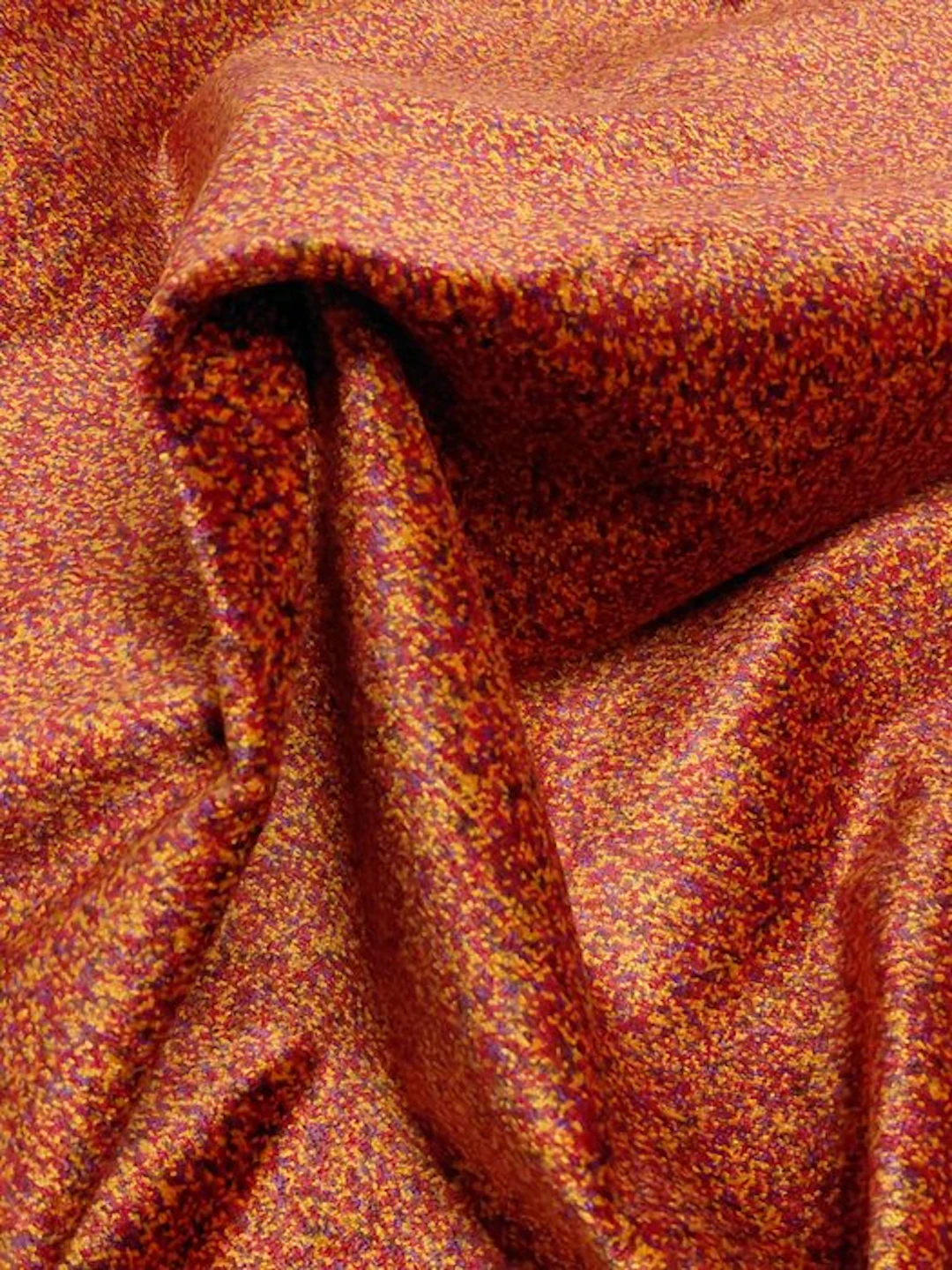 Luxury Italian Velvet Fabric Red Gold Purple Texture...