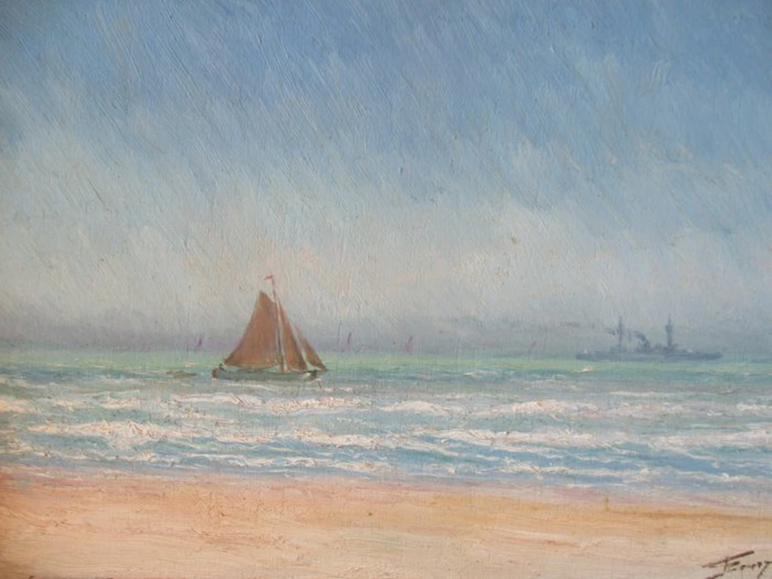 Franz De Vadder (1862-1936) - Bootjes op zee