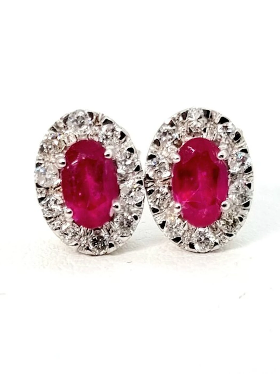 Earrings - 18 kt. White gold Ruby - Diamond