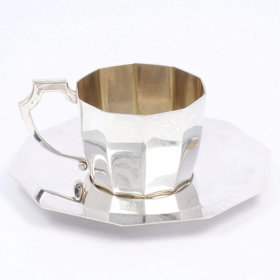 Delheid Frères - Art-Deco - Cup and saucer (2) - .800 silver