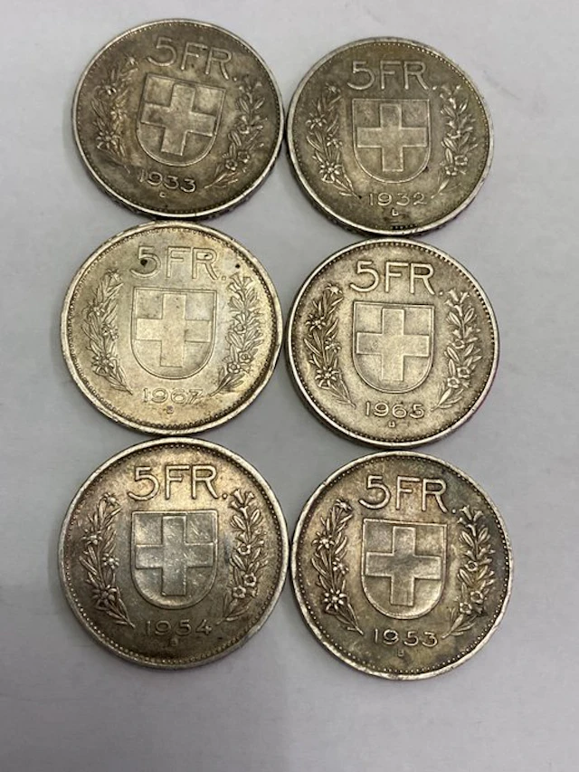 Switzerland. 5 Francs 6x 1932/1967 (No reserve price)