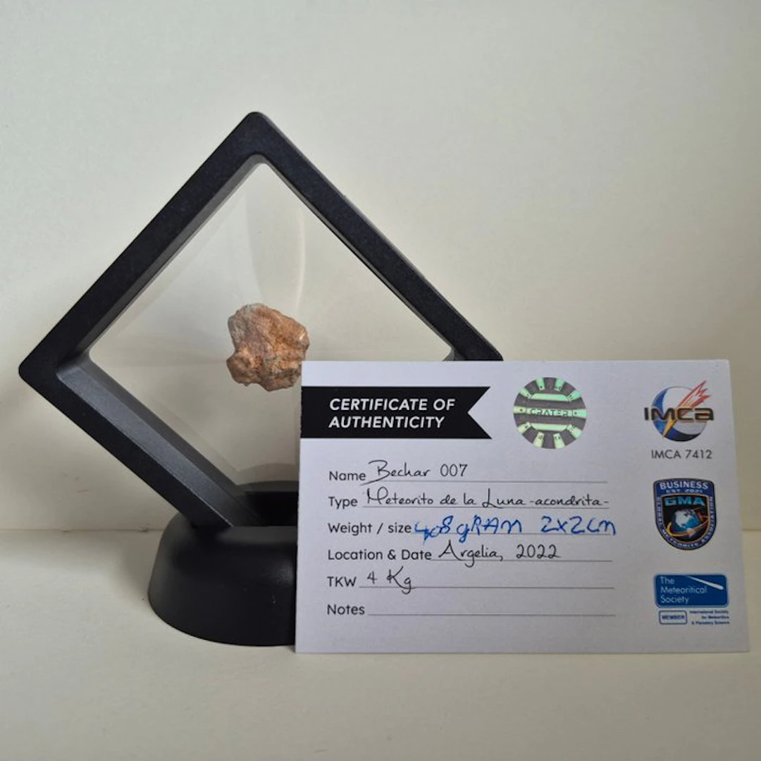 HUGE XXL bechar 4.08 GRAM! 007 Lunar Moon Meteorite +...