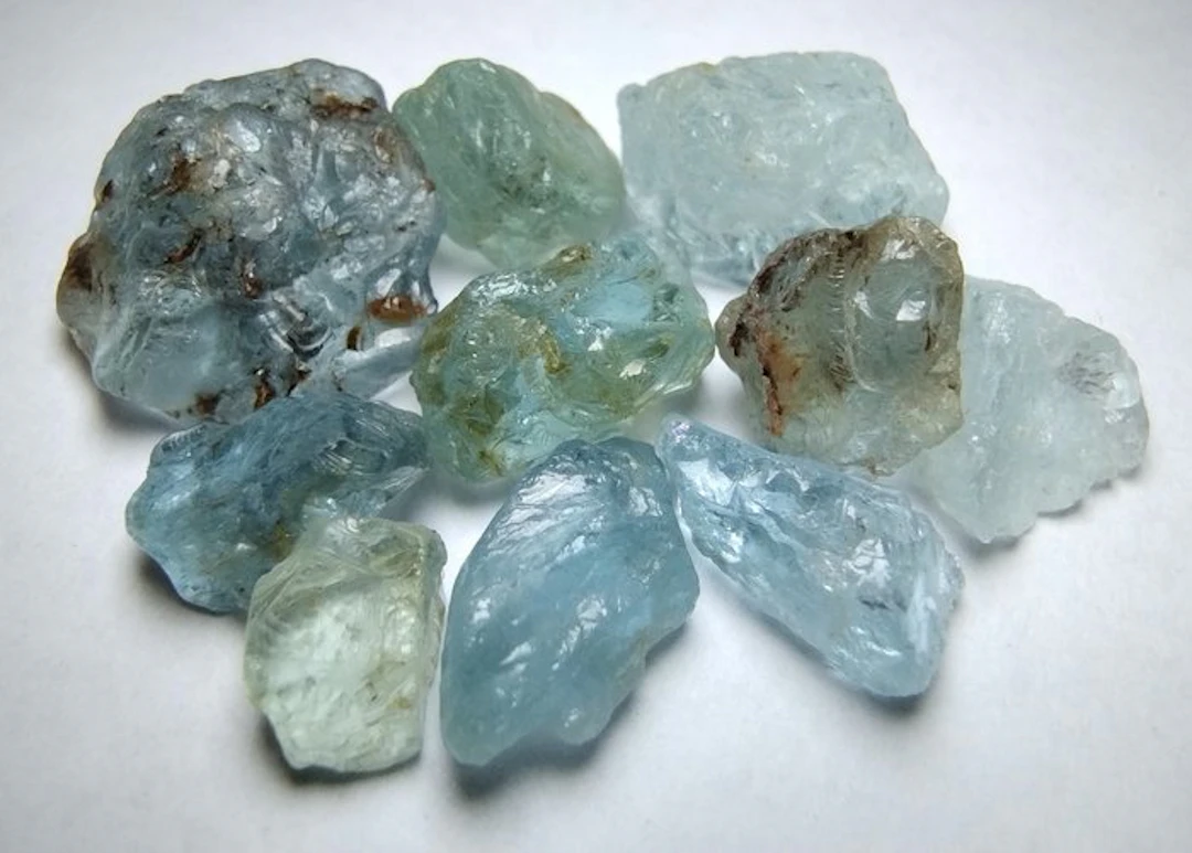52.4 cts - 10 Natural Crystal Aquamarine - Rough- 10.48 g