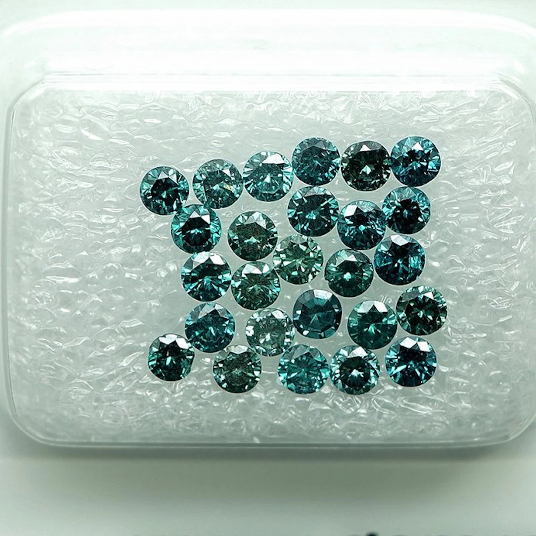 26 pcs Diamond (Colour-treated) - 1.00 ct - Round - Fancy deep Blue - VS1