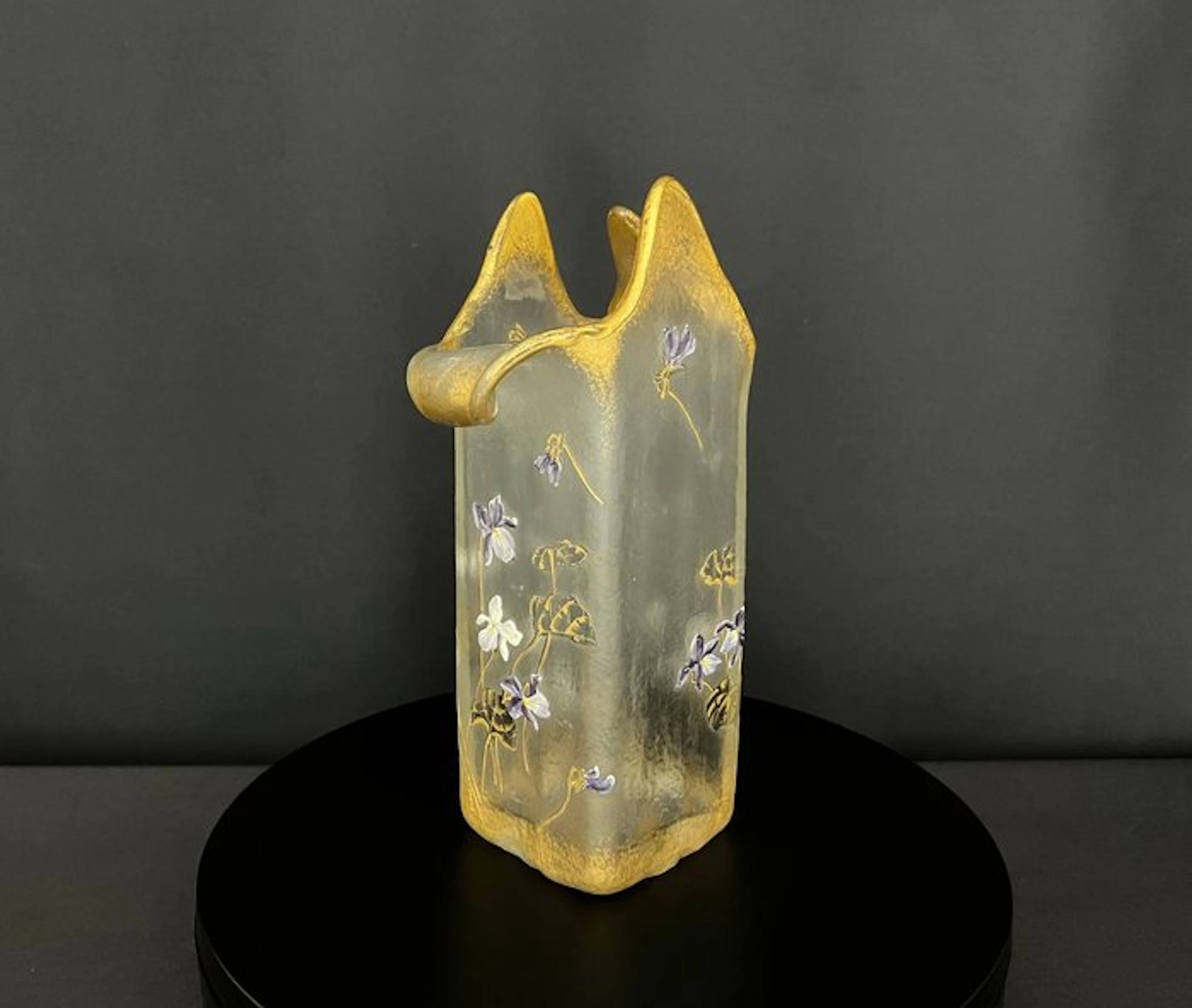 Montjoye - Vase - Glass - Frosted glass enameled vase