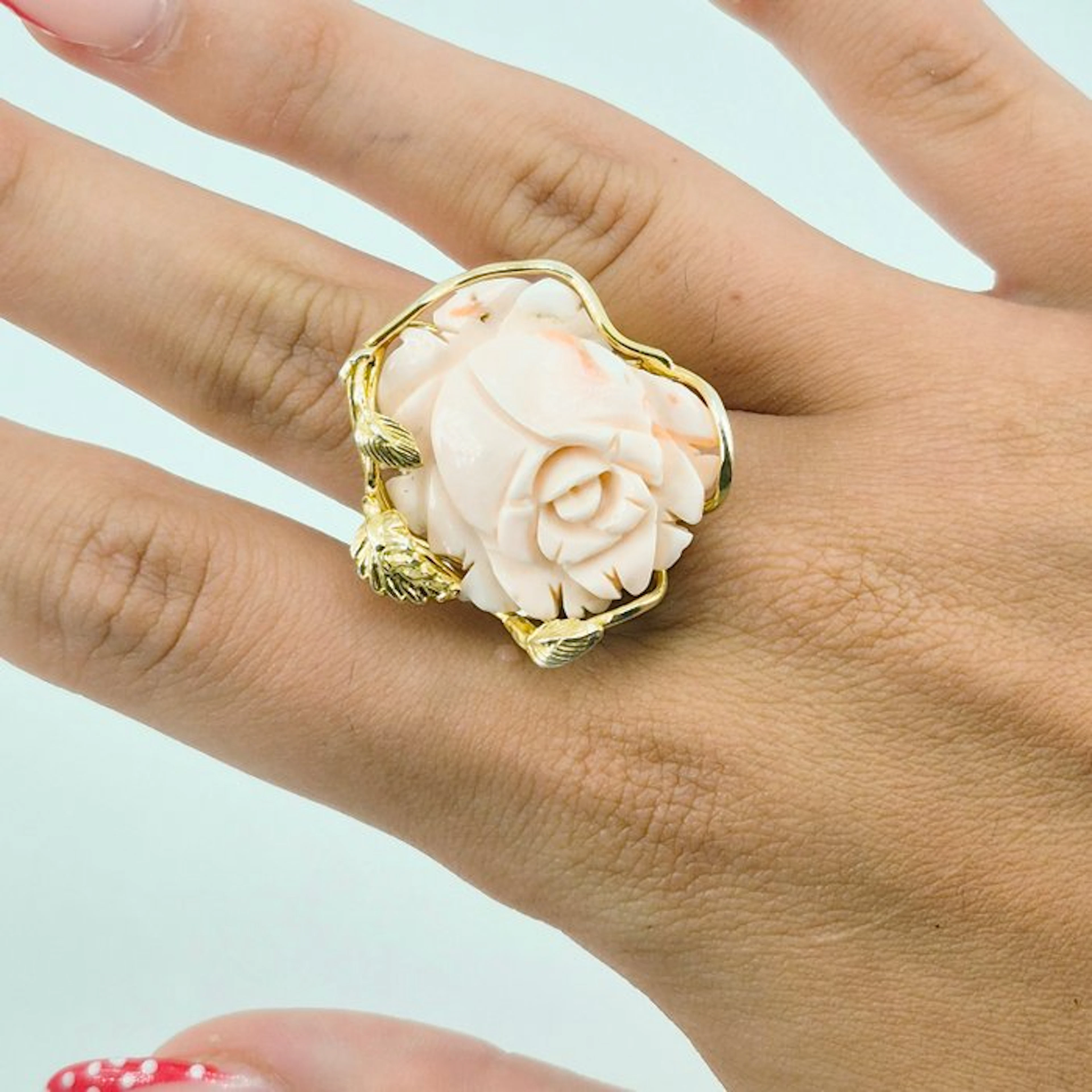 Coral - Silver, Gold-plated - Ring - PINK CORAL