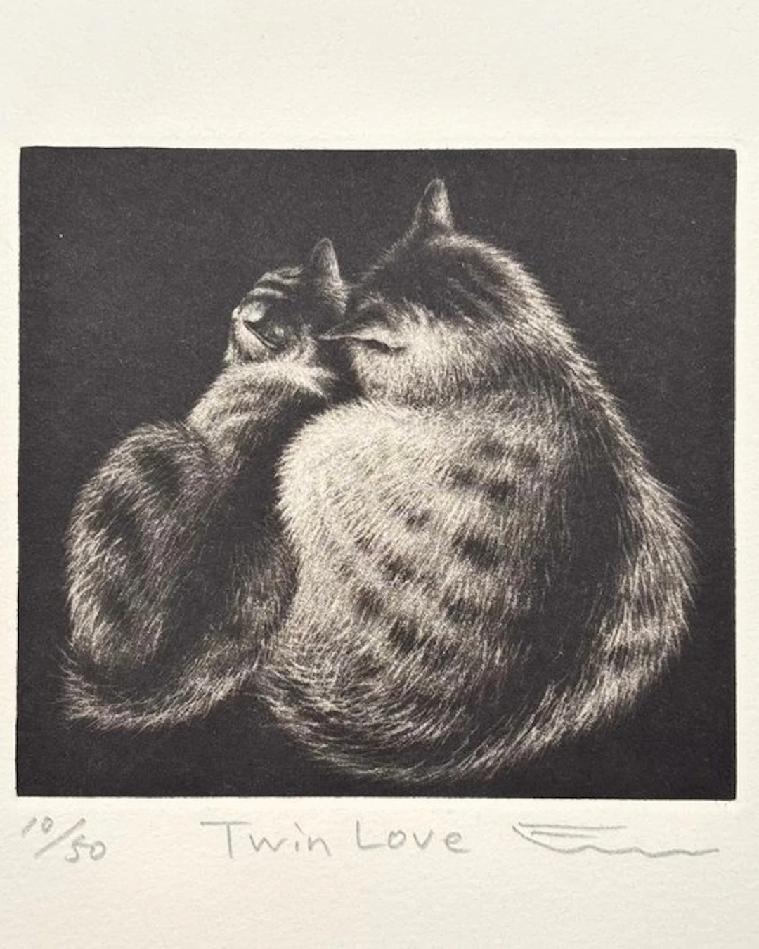 "Twin Love" - Extremely Limited 10/50 - Cat - Emi Sato 佐藤恵美 (b 1973) - Japan
