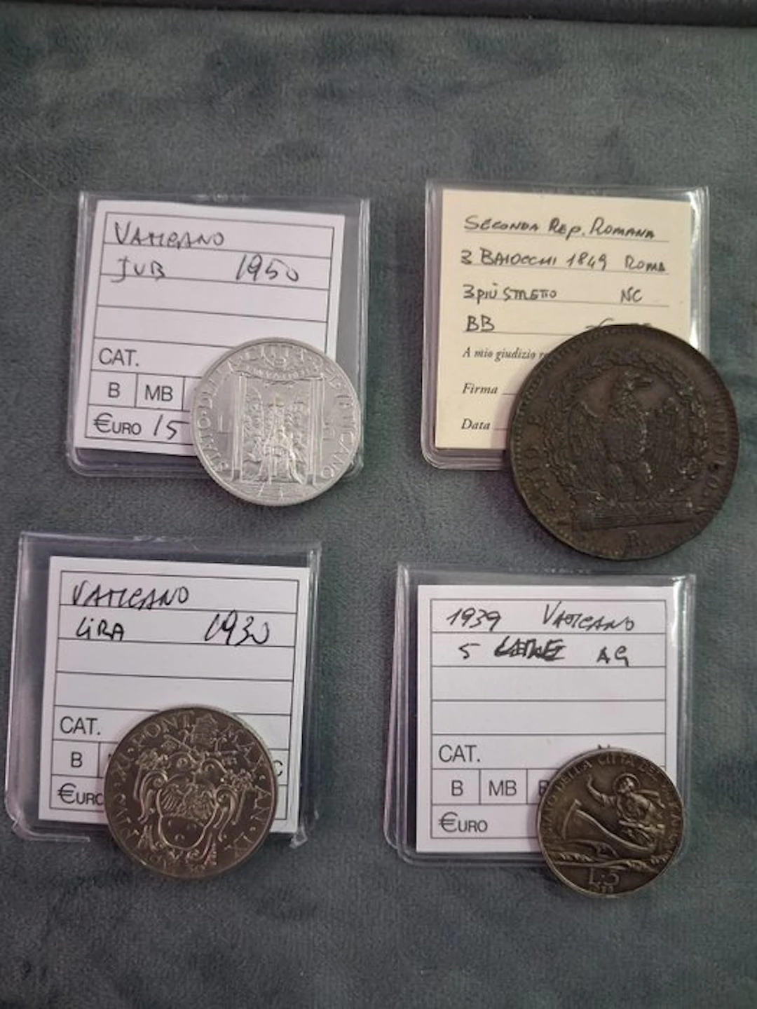 Vatican. Lotto 4 monete - incluso 3 baiocchi 1849 (No reserve price)