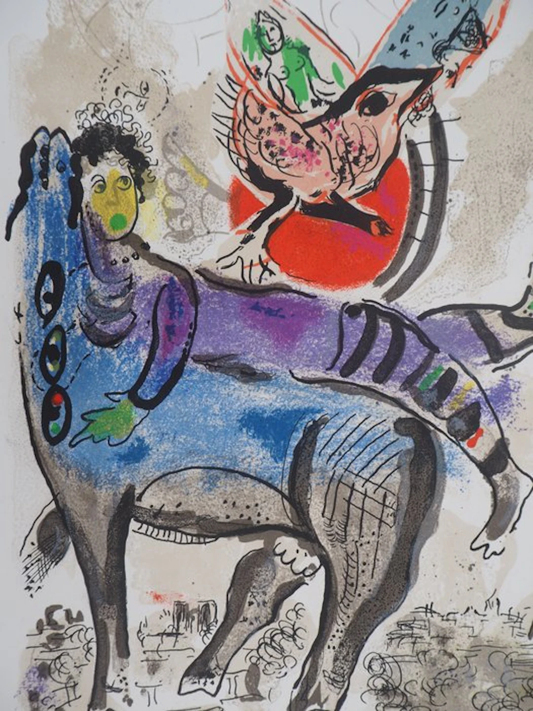 Marc Chagall (1887-1985) - Vache bleue et Paris