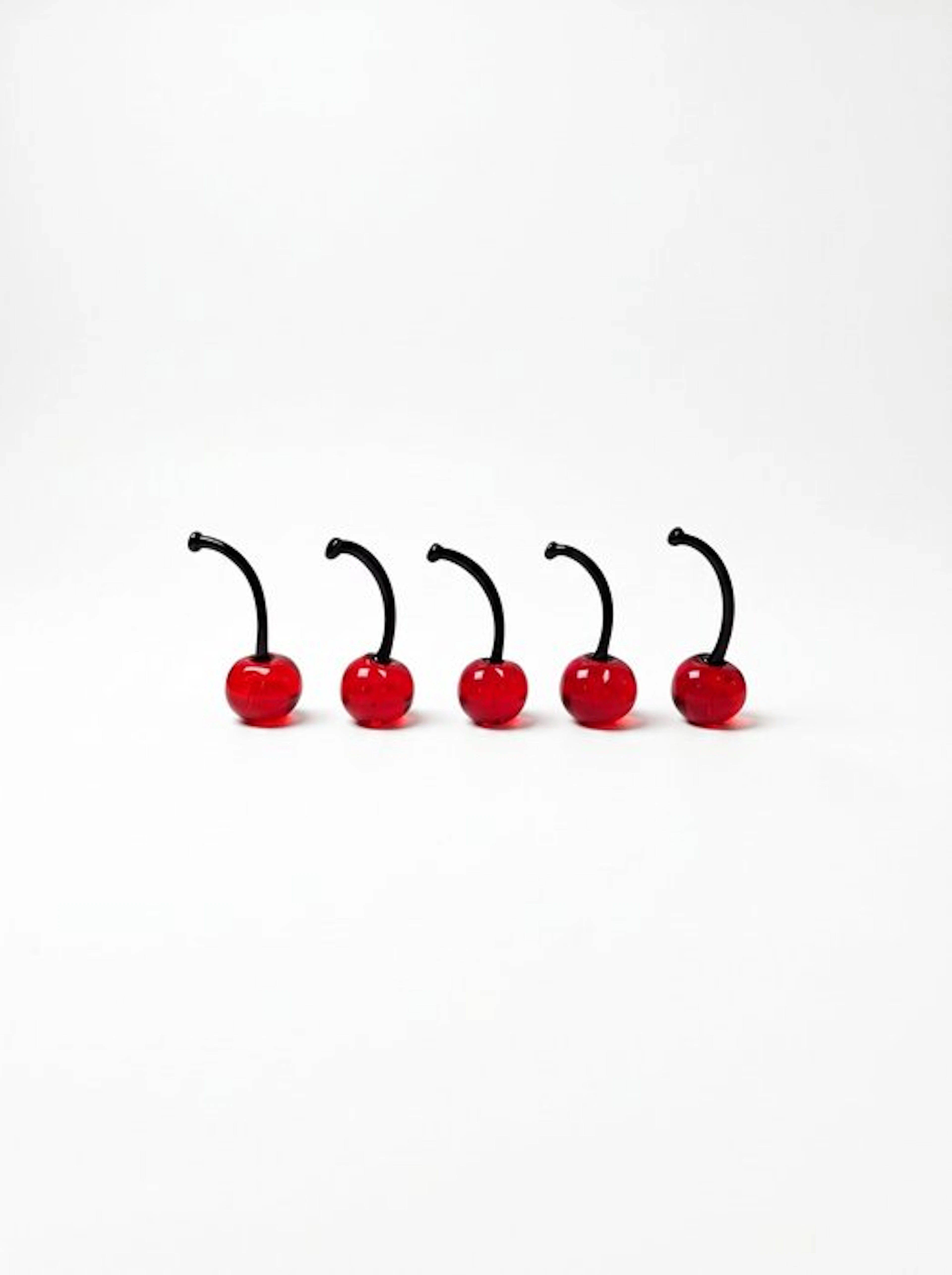 Sculpture, Set di 5 ciliegie decorative - 4 cm - Murano glass