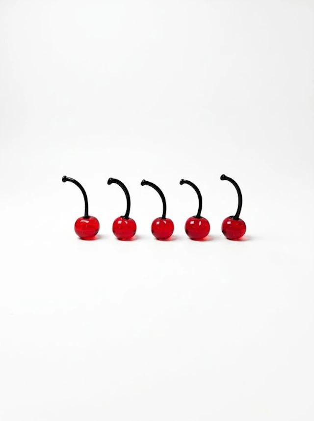 Sculpture, Set di 5 ciliegie decorative - 4 cm - Murano glass