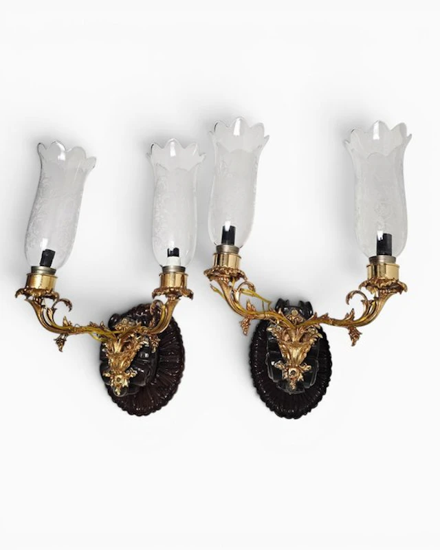 Baccarat - Wall sconce (2) - Gilt bronze - Elkington & Co.