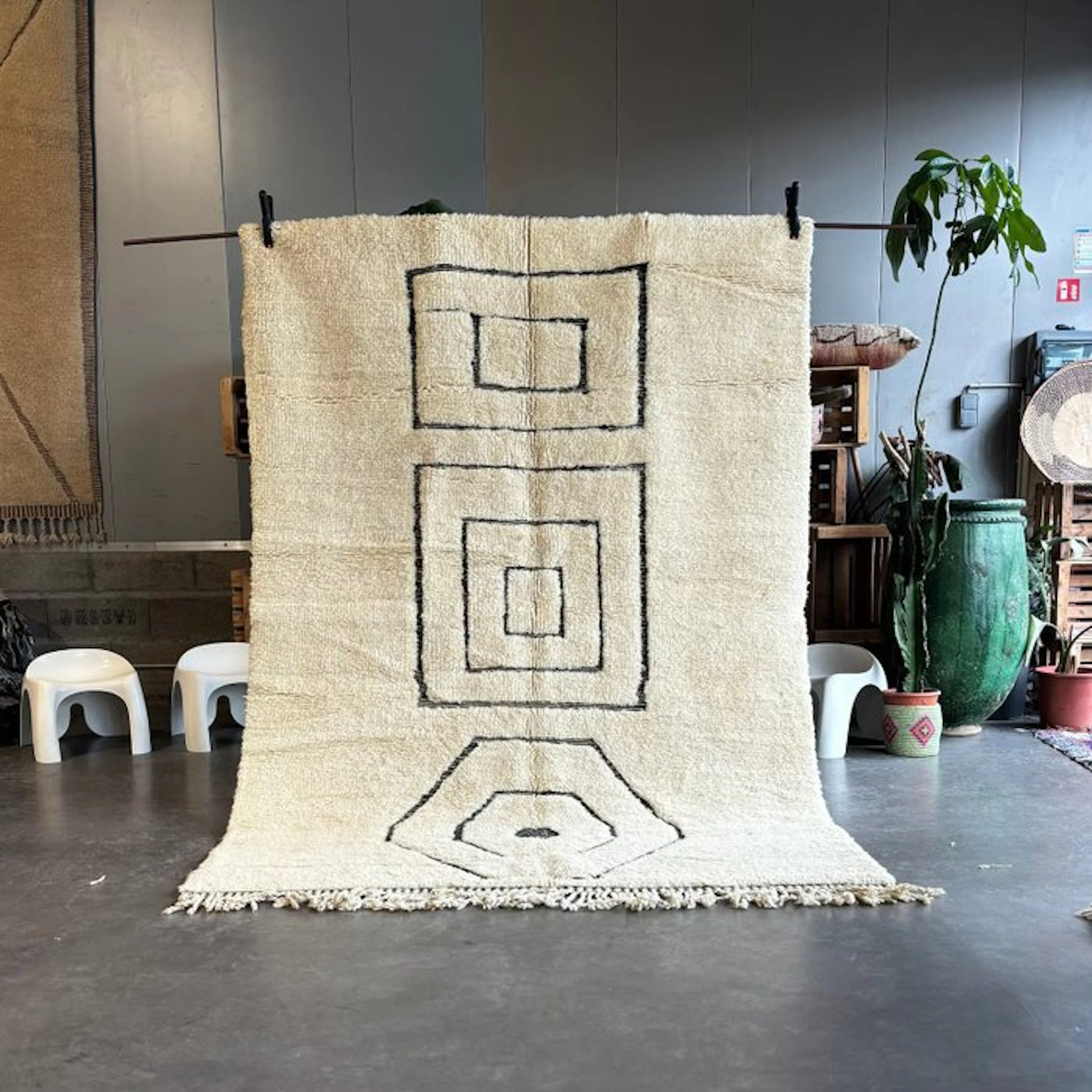 Moroccan Berber Beni Ourain Rug 180x270 cm - White...