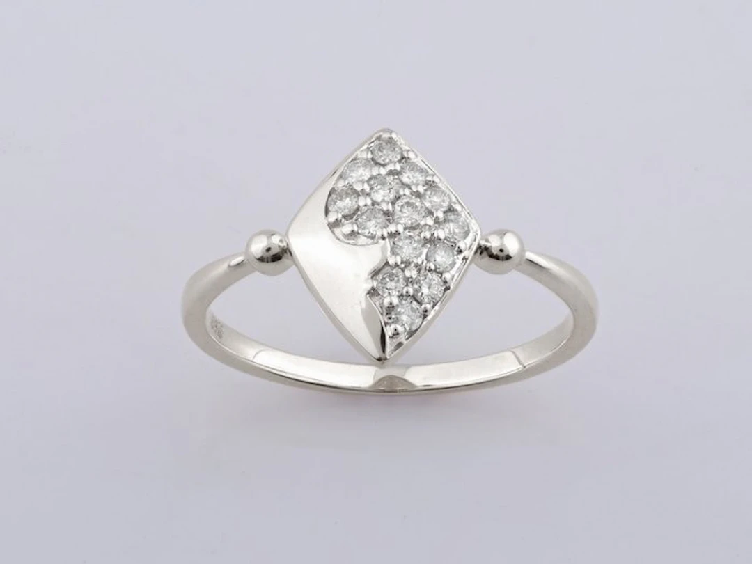 Ring - 14 kt. White gold - 0.20ct. tw. Diamond (Natural)