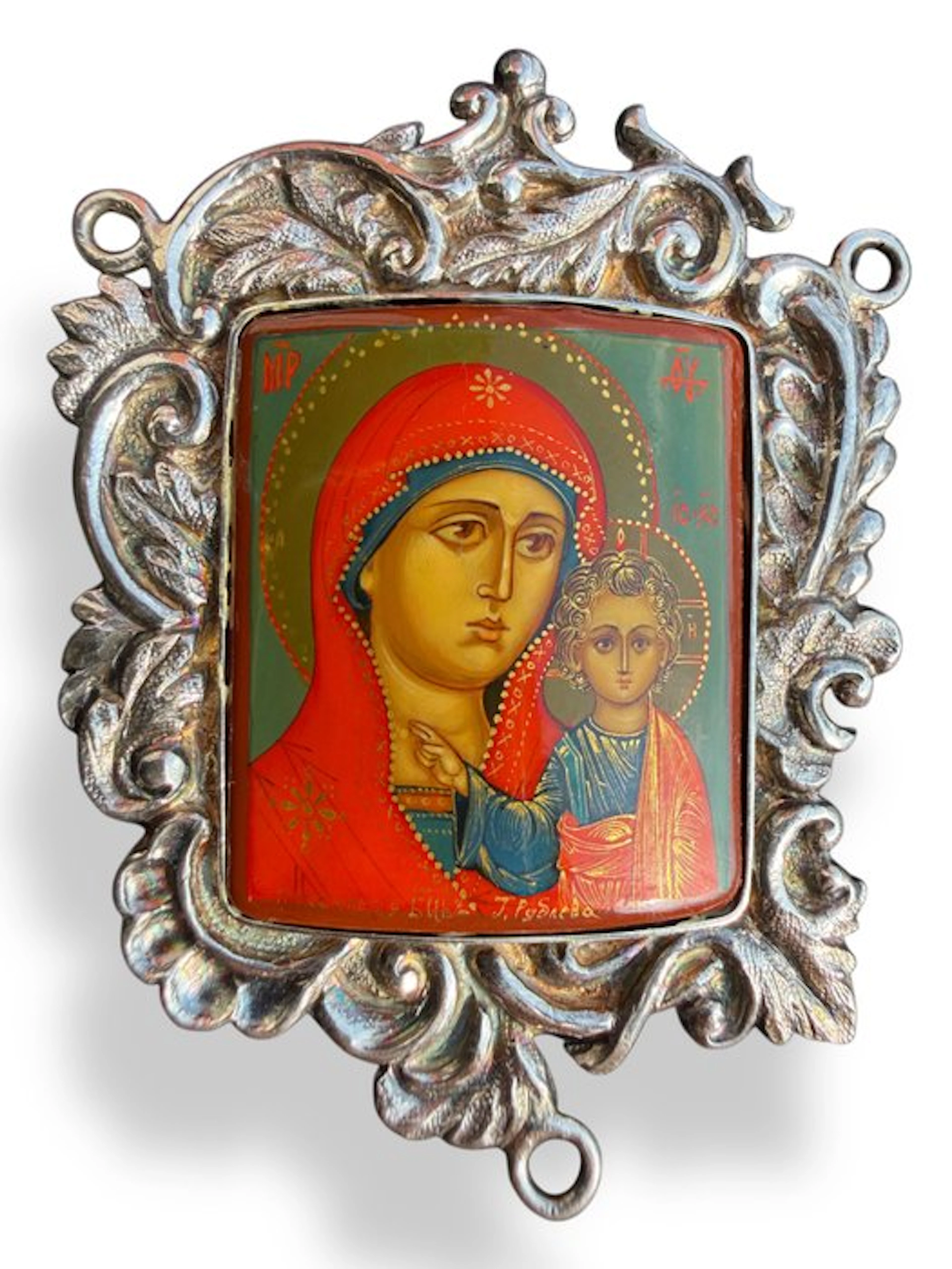 Icon - Mother of God of Kazan - .800 silver - Panagia/Enkolpion
