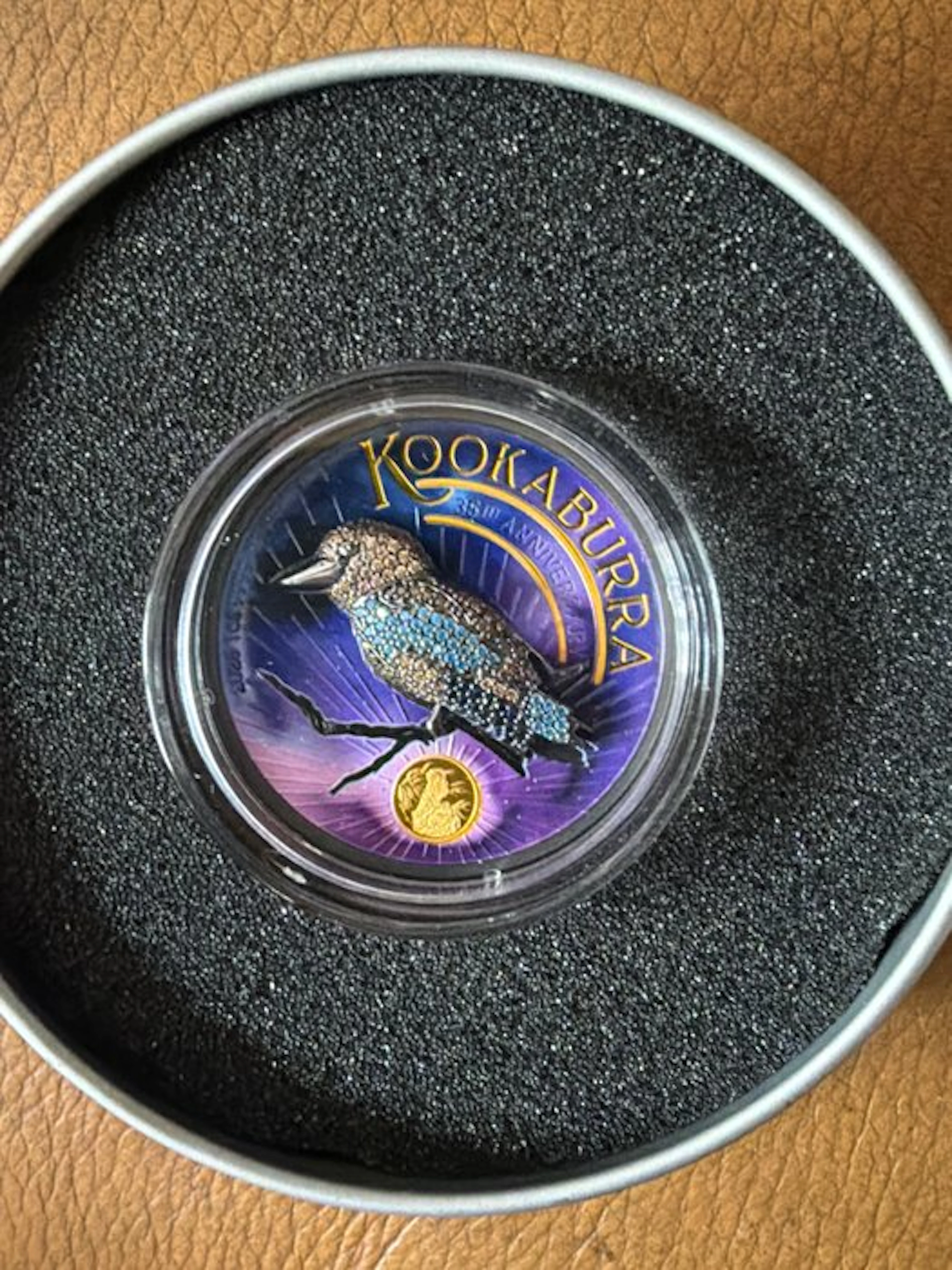 Australia. 1 Dollar 2025 Kookaburra, 1 Oz (.999) + (.925) Insert Bejeweled