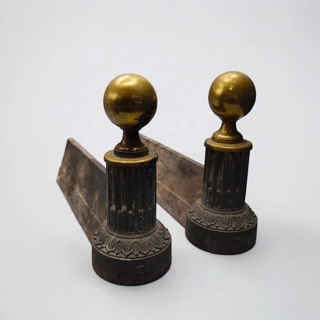French Antique - Andiron - Gilt brass