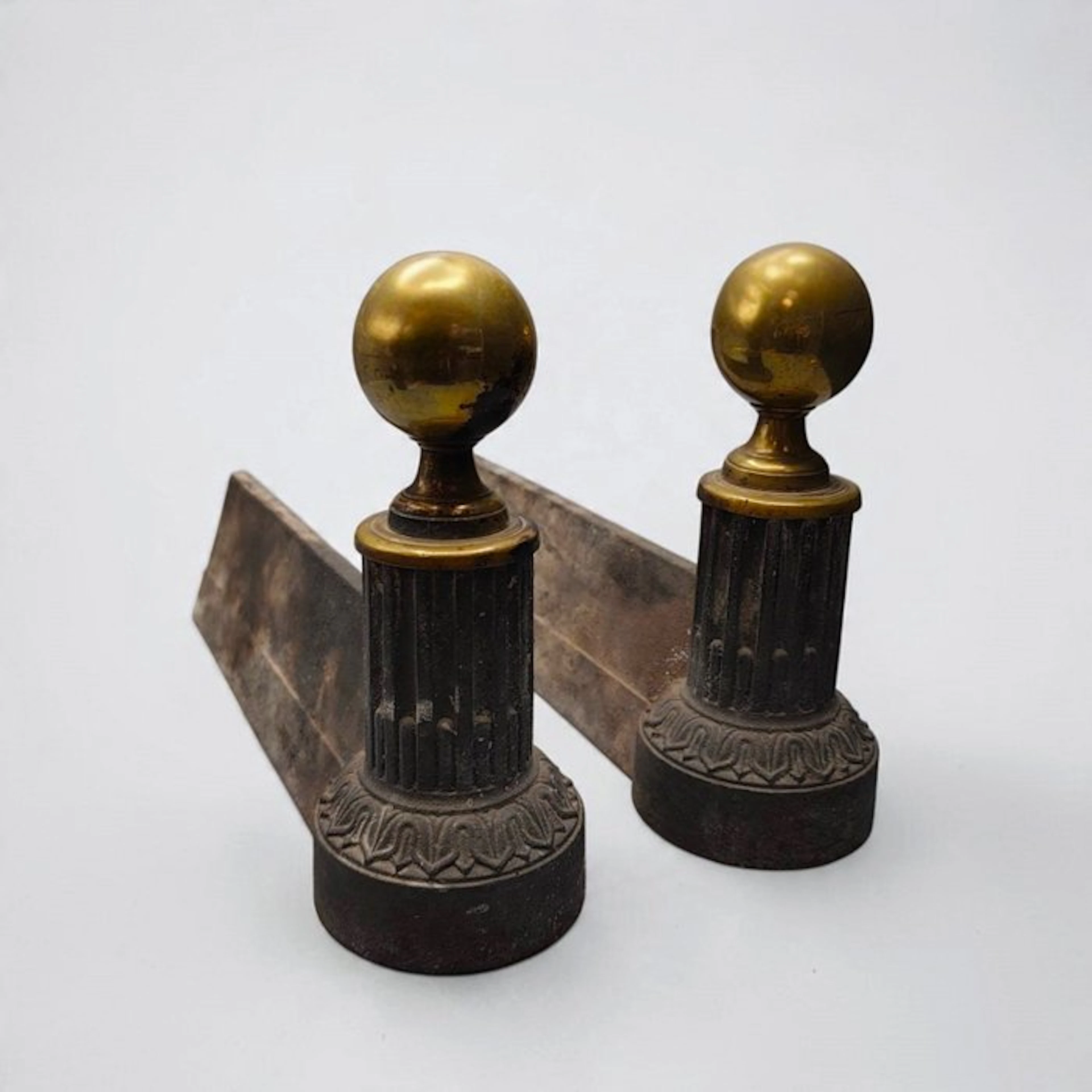 French Antique - Andiron - Gilt brass
