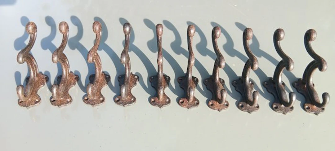 Set of coat hooks (10) - massive cast-iron coat hooks - Cast iron