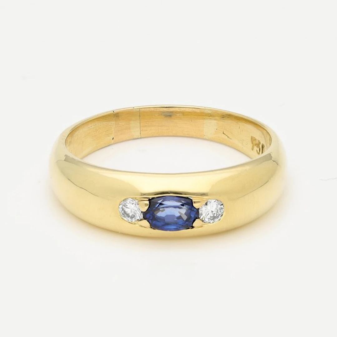 Ring - 18 kt. Yellow gold Sapphire - Diamond