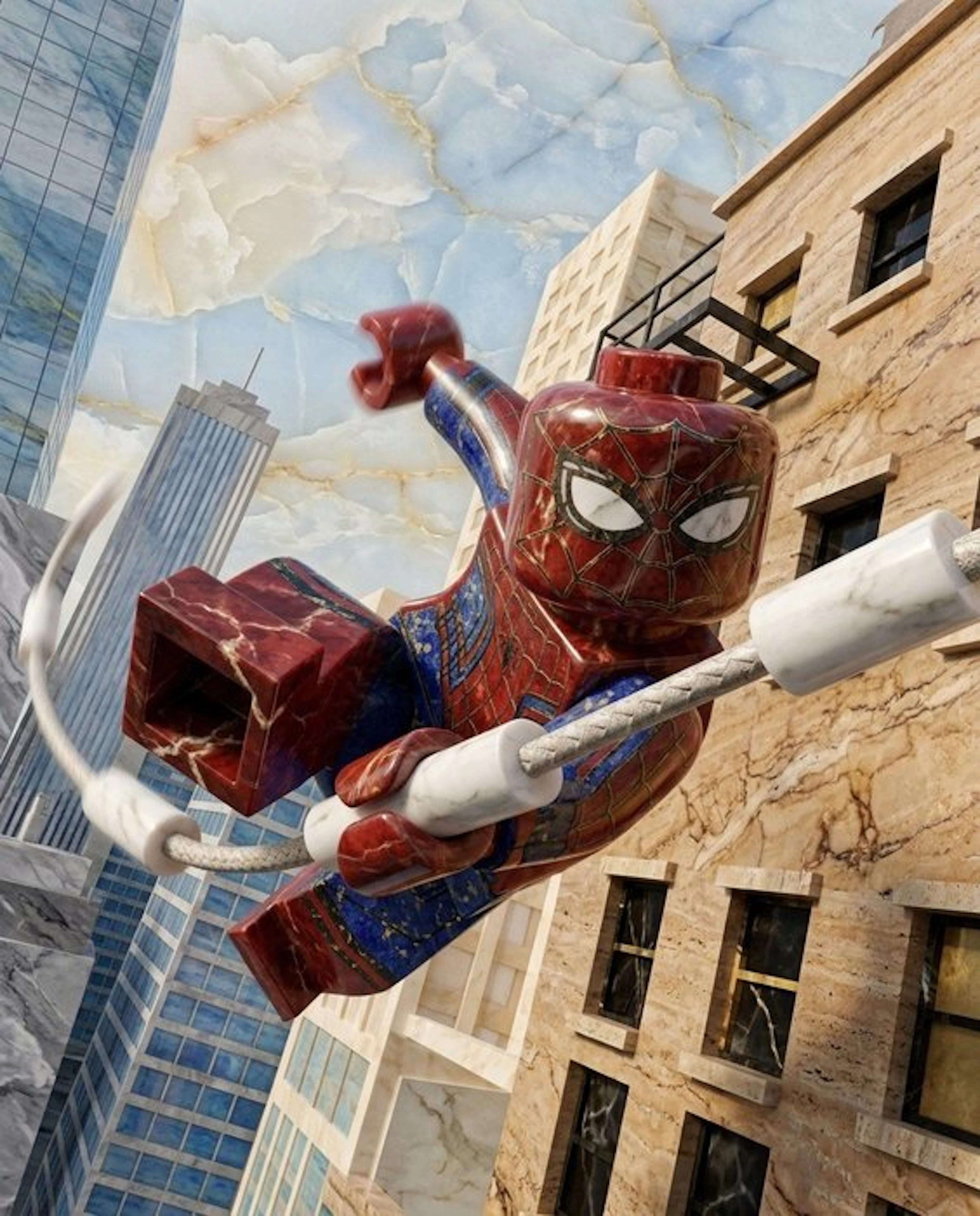 Naro - Canvas [L] - Spider-Man - Red Jasper & Blue Lapis Sky Swing