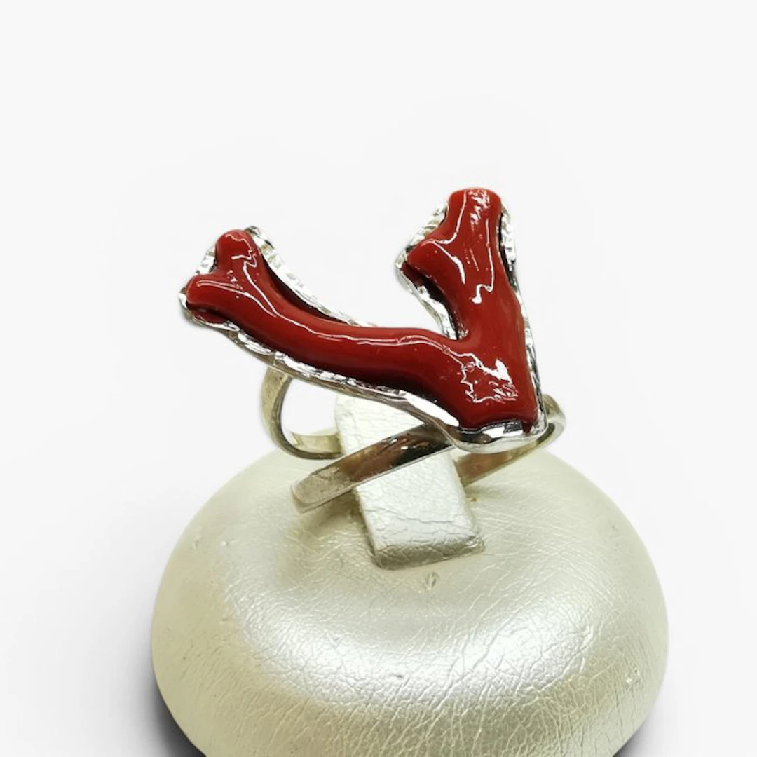 Coral - Sterling Silver 925 - Ring - Italian craftsmanship