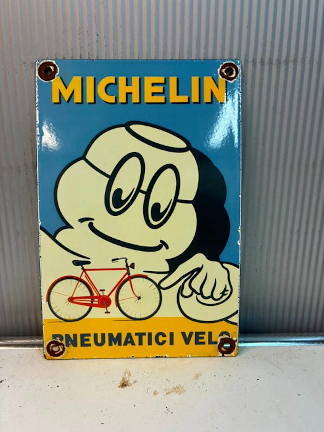 Michelin – Fietsbanden – Bibendum – Emaille Reclamebord - Enamel sign - Enamel