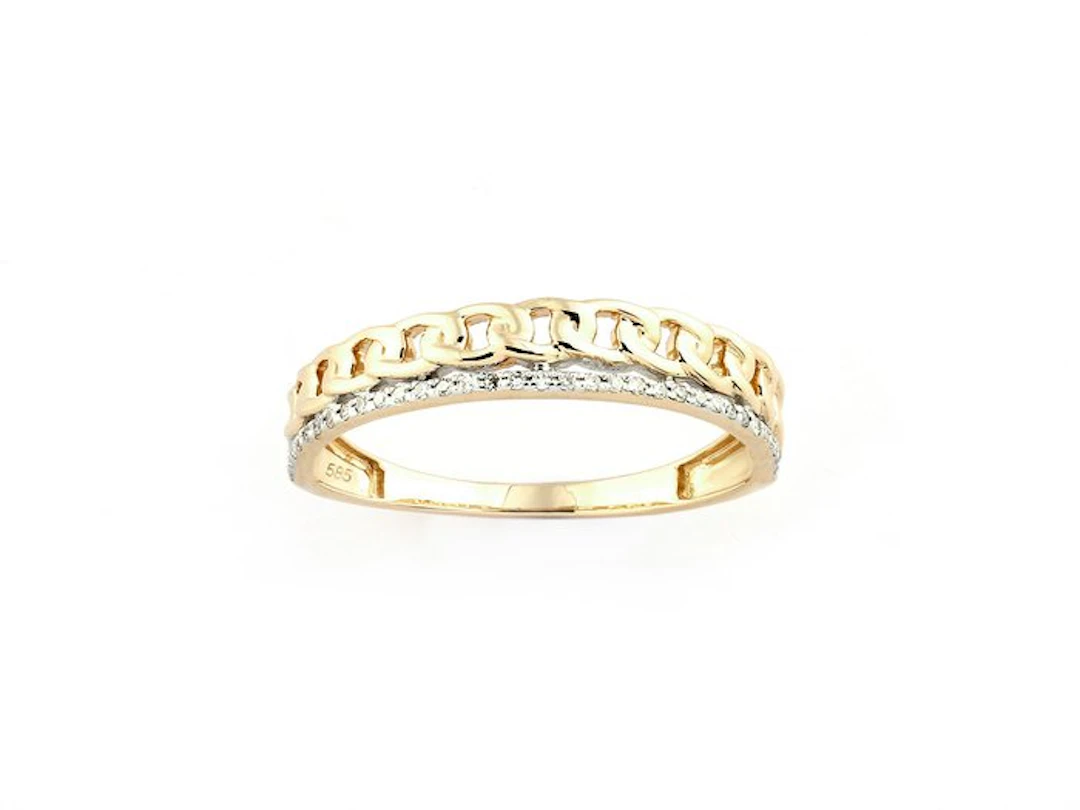 Ring - 14 kt. Yellow gold - 0.05ct. tw. Diamond (Natural)