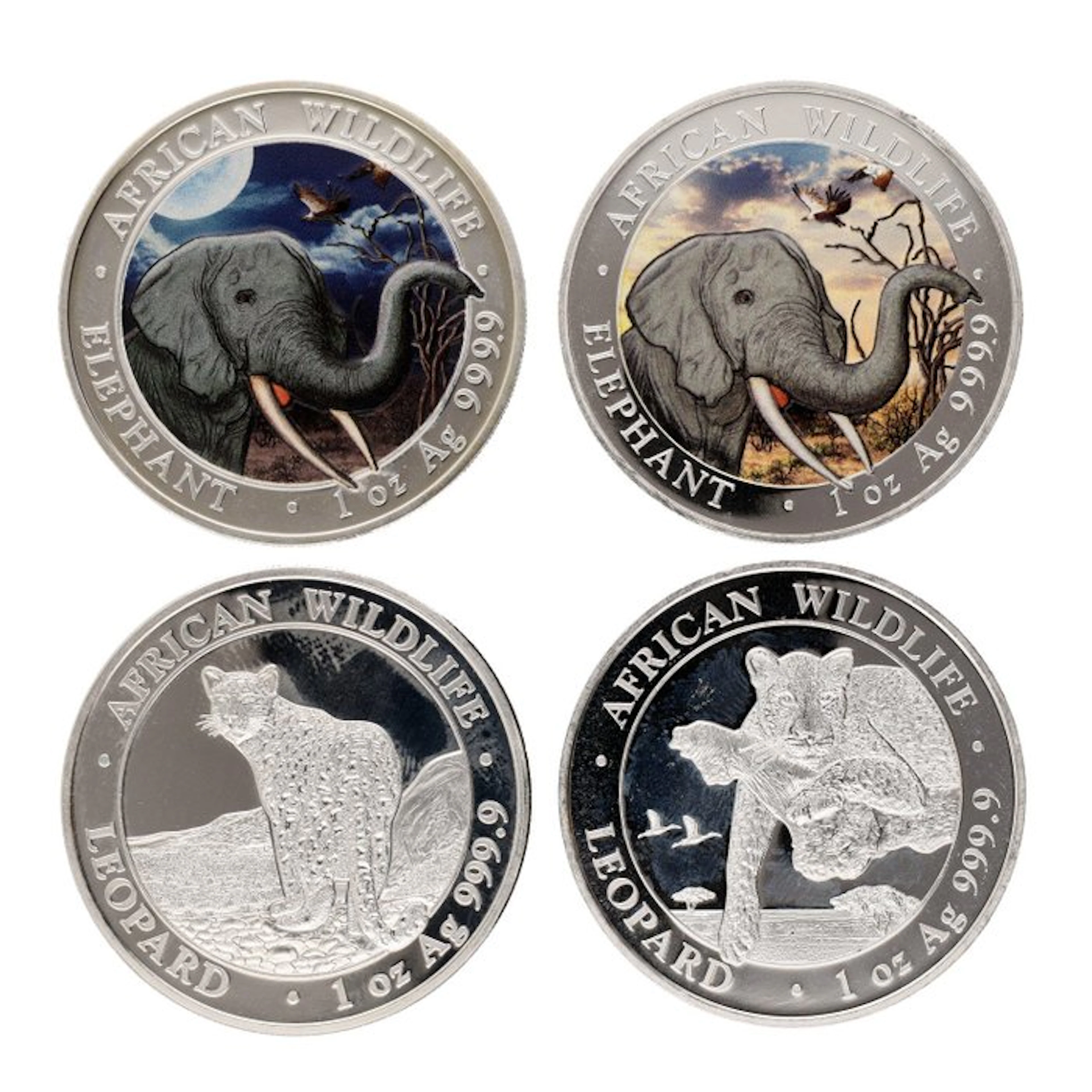 Somalia. 100 Shilling 2018/2020 - "African Wildlife" 1 Oz (4 stuks)