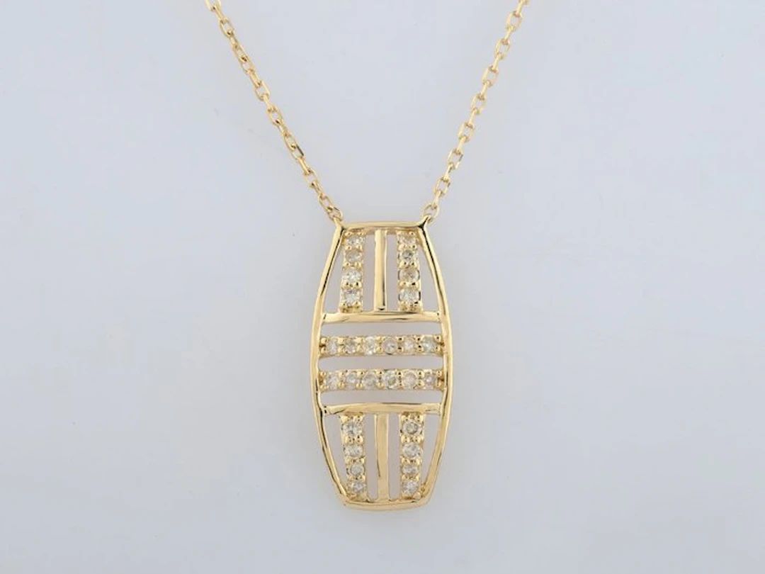 Necklace with pendant - 14 kt. Yellow gold - 0.13ct. tw. Diamond (Natural)