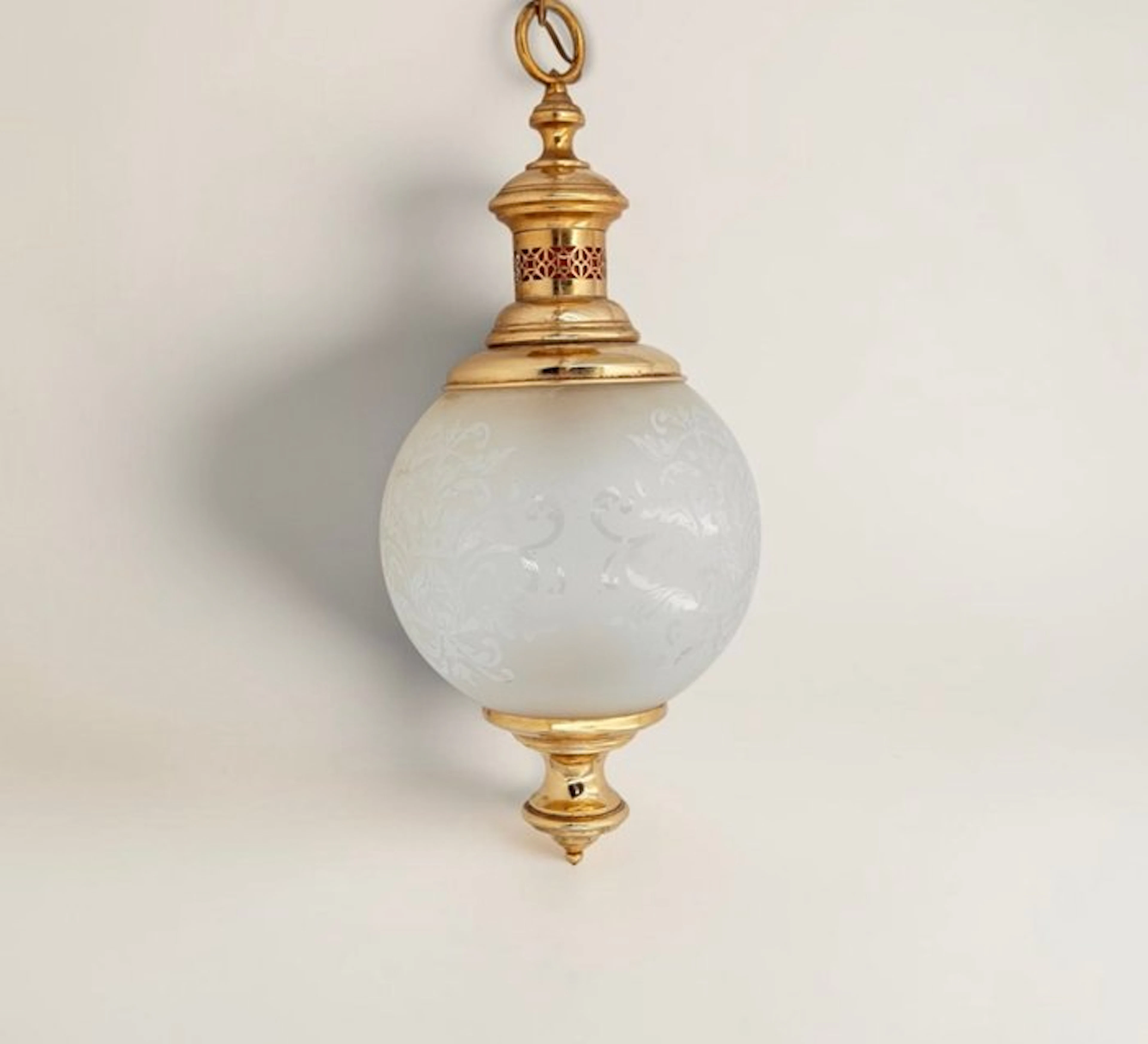 Hanging lamp - Brass, Crystal - Globo Art Déco