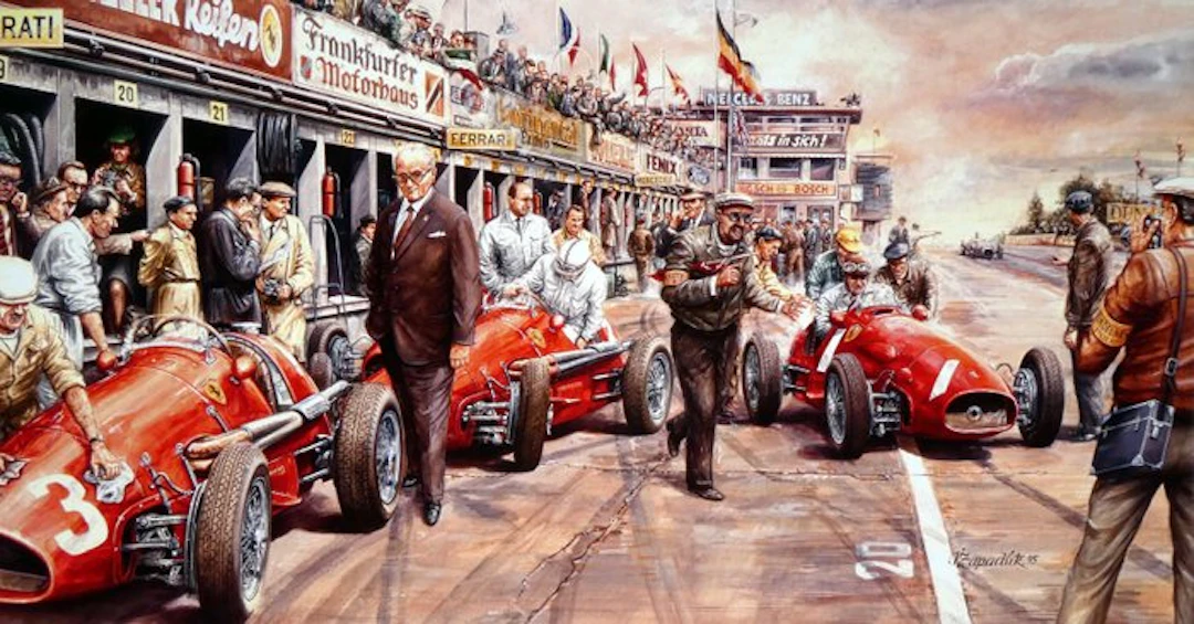 Ferrari Pits Grand Prix Gemany 1956 Nürburgring #1 Fangio...