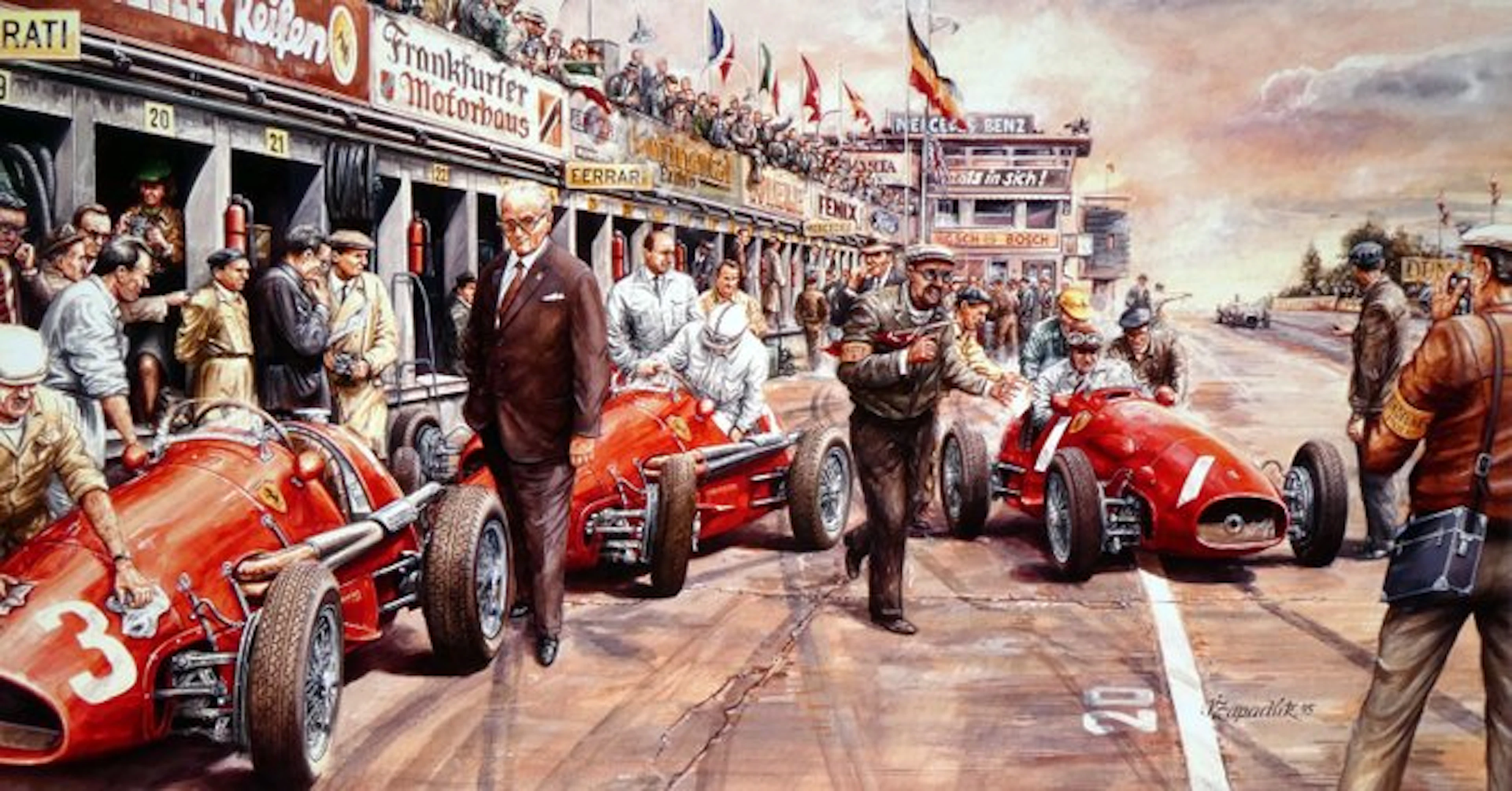 Ferrari Pits Grand Prix Gemany 1956 Nürburgring #1 Fangio...