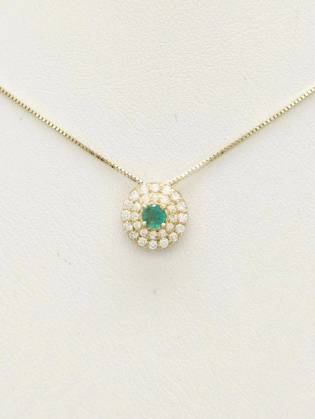 No reserve price - Necklace - 14 kt. Yellow gold Emerald - Diamond