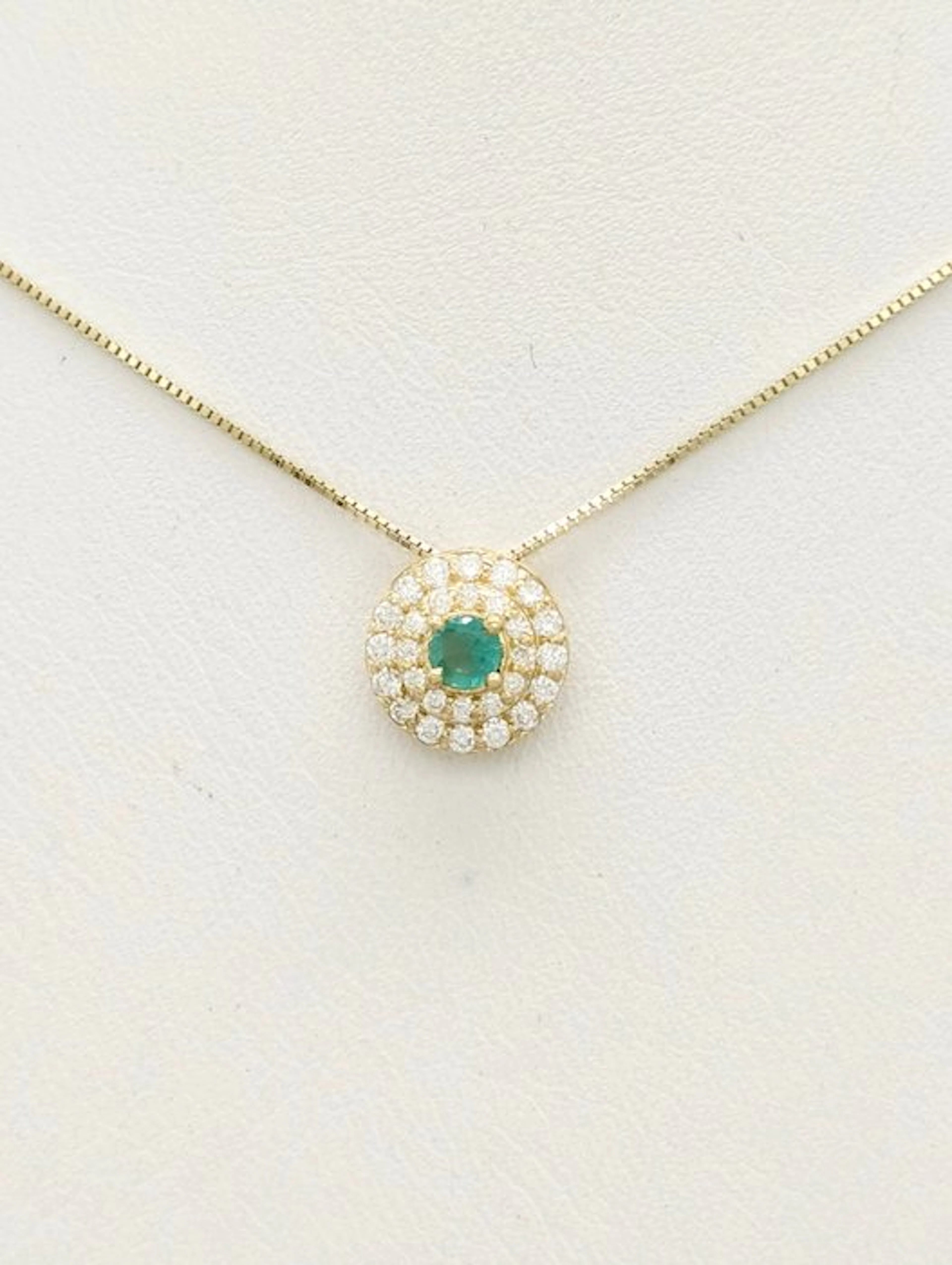 No reserve price - Necklace - 14 kt. Yellow gold Emerald - Diamond