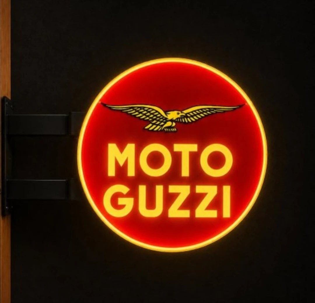 Moto Guzzi double-sided hanging illuminated sign...