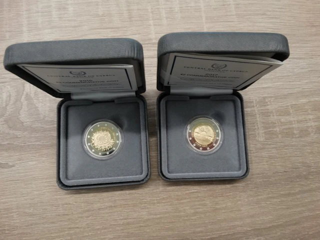 Cyprus. 2 Euro 2015/2017 "European Flag" + "Paphos" (2...