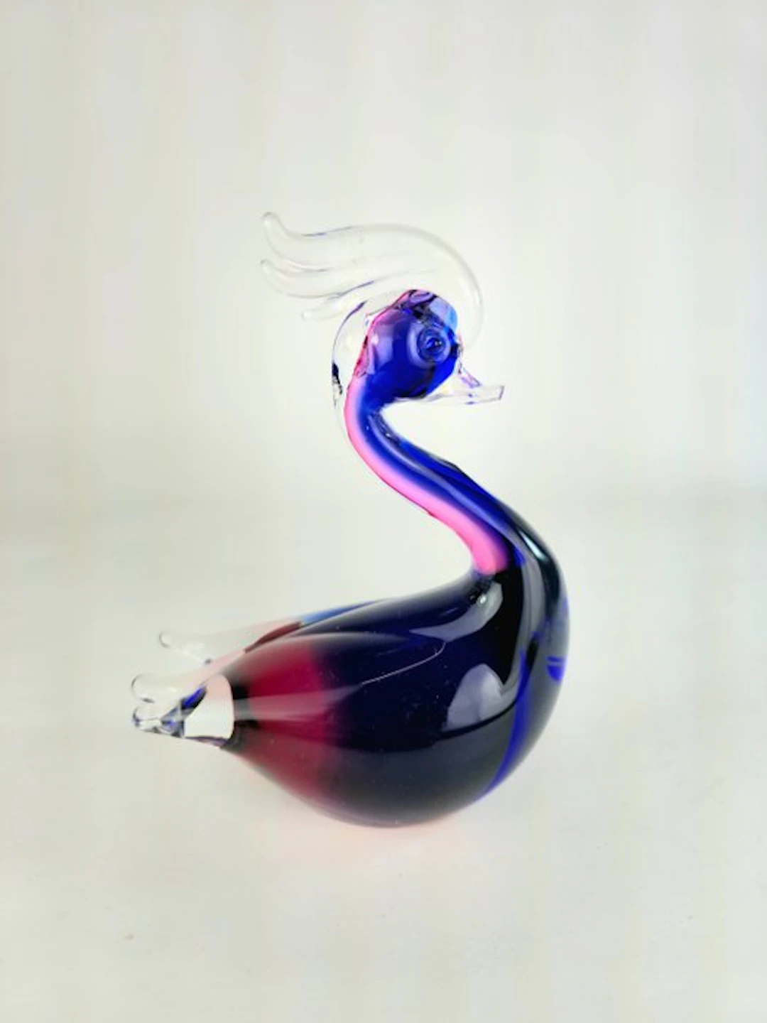Sculpture, Cigno Blu Rubino - 15 cm - Murano glass - 2026