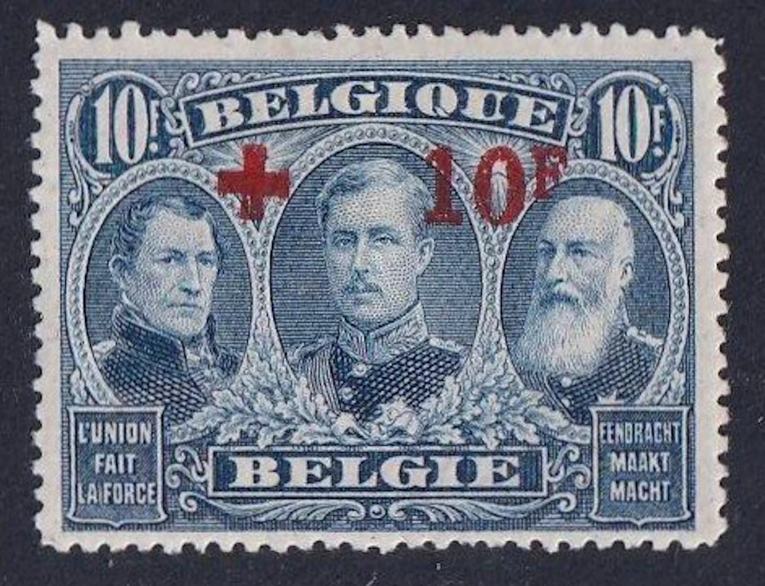Belgium 1918 - Red Cross 10F + 10F Blue - Mint (with original gum)