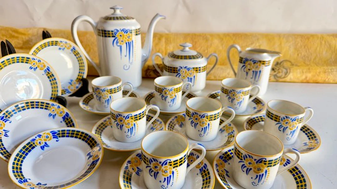 Limoges, Frederic Legrand ( Étoile à Cinq Branches) - Coffee set (20)